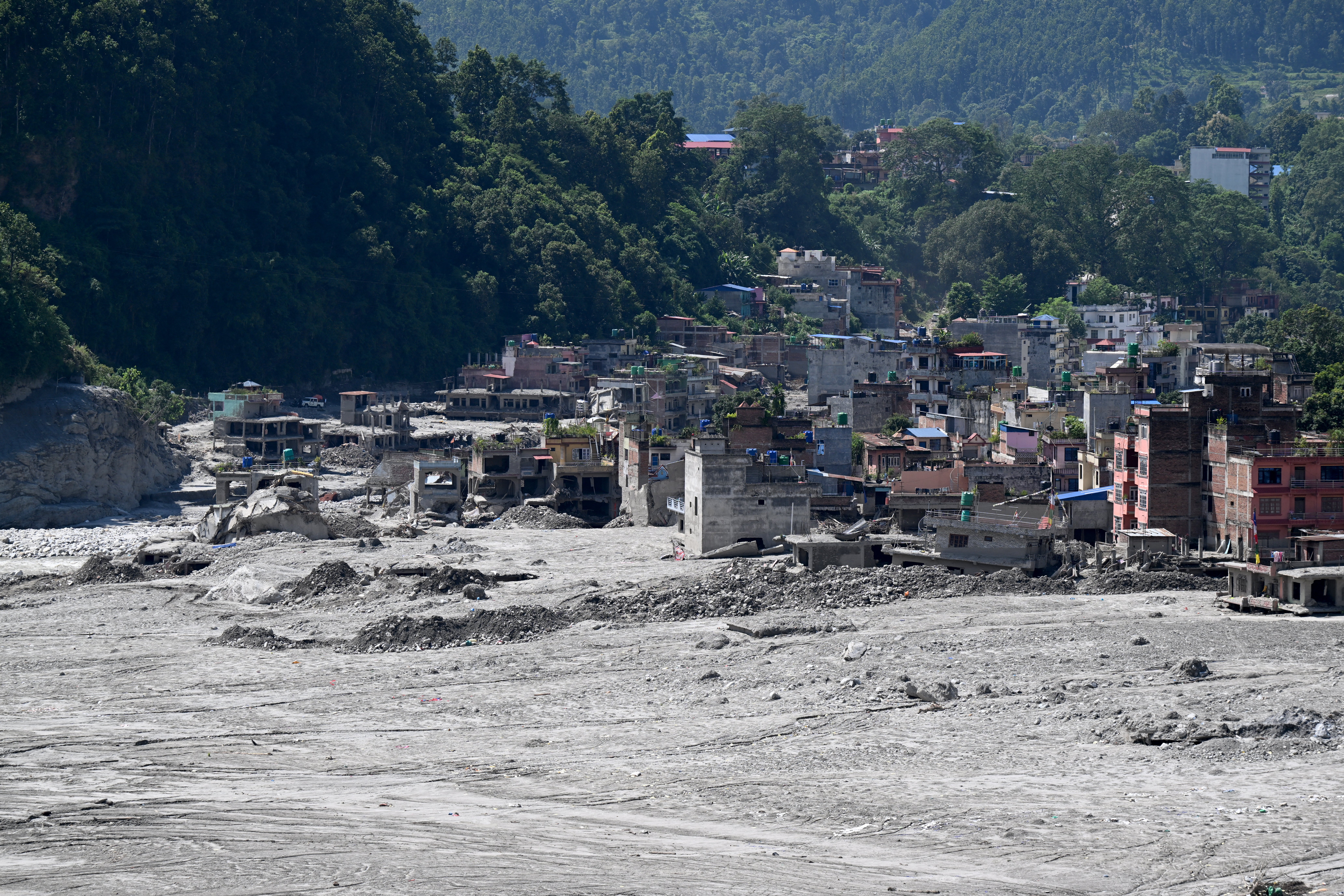 Devastation left by the flash floods in Nepal, that left more than 1,400 people dead (AFP/Getty)