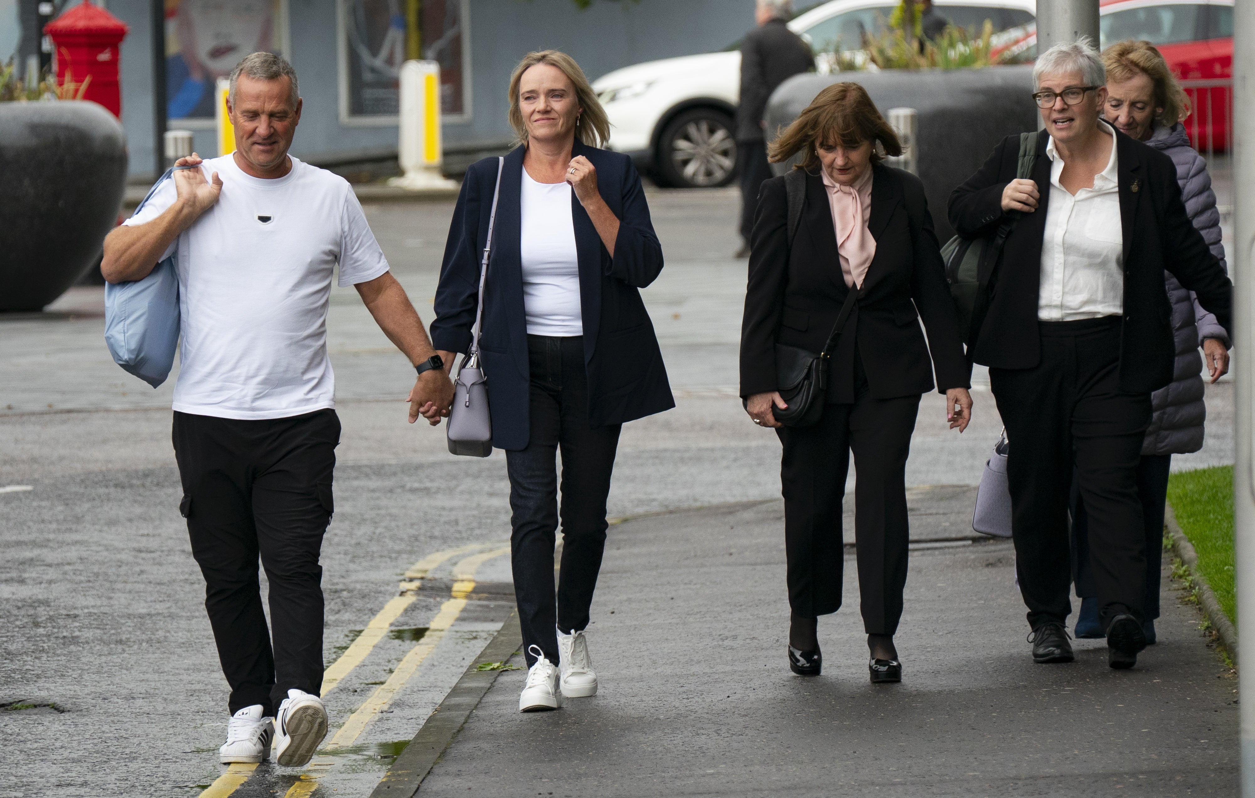 Sandie Peggie arrived at the hearing on Wednesday with her husband Darren and her legal team (Iain Masterton/PA) (PA Wire)