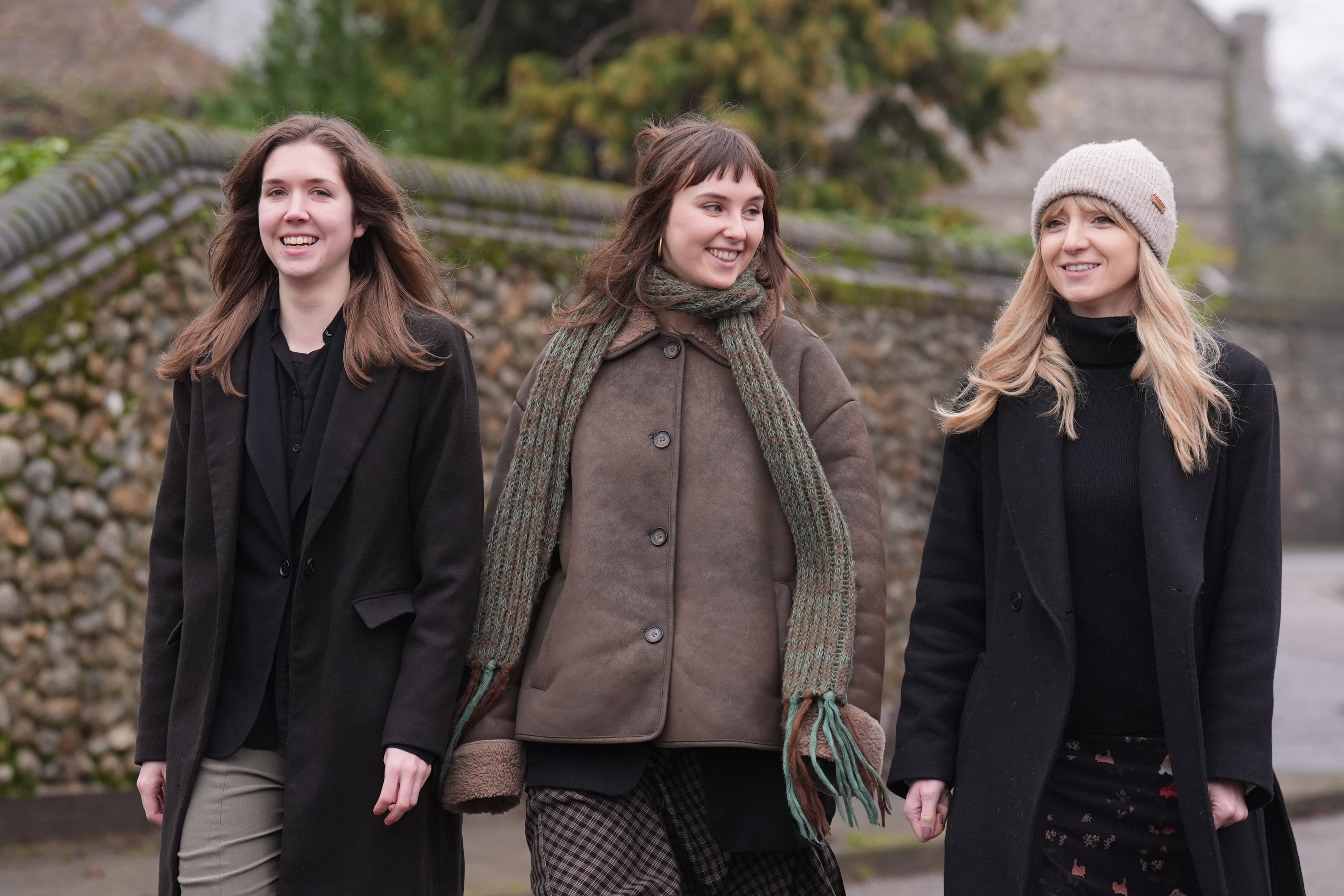 Sarah Foy, Rosa Sharkey and Rose Patterson arriving at Norwich Crown Court