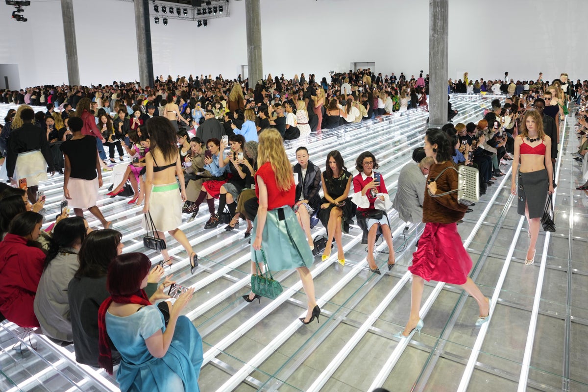 Prada spotlights skirts in Spring/Summer 2027 at Milan Fashion Week