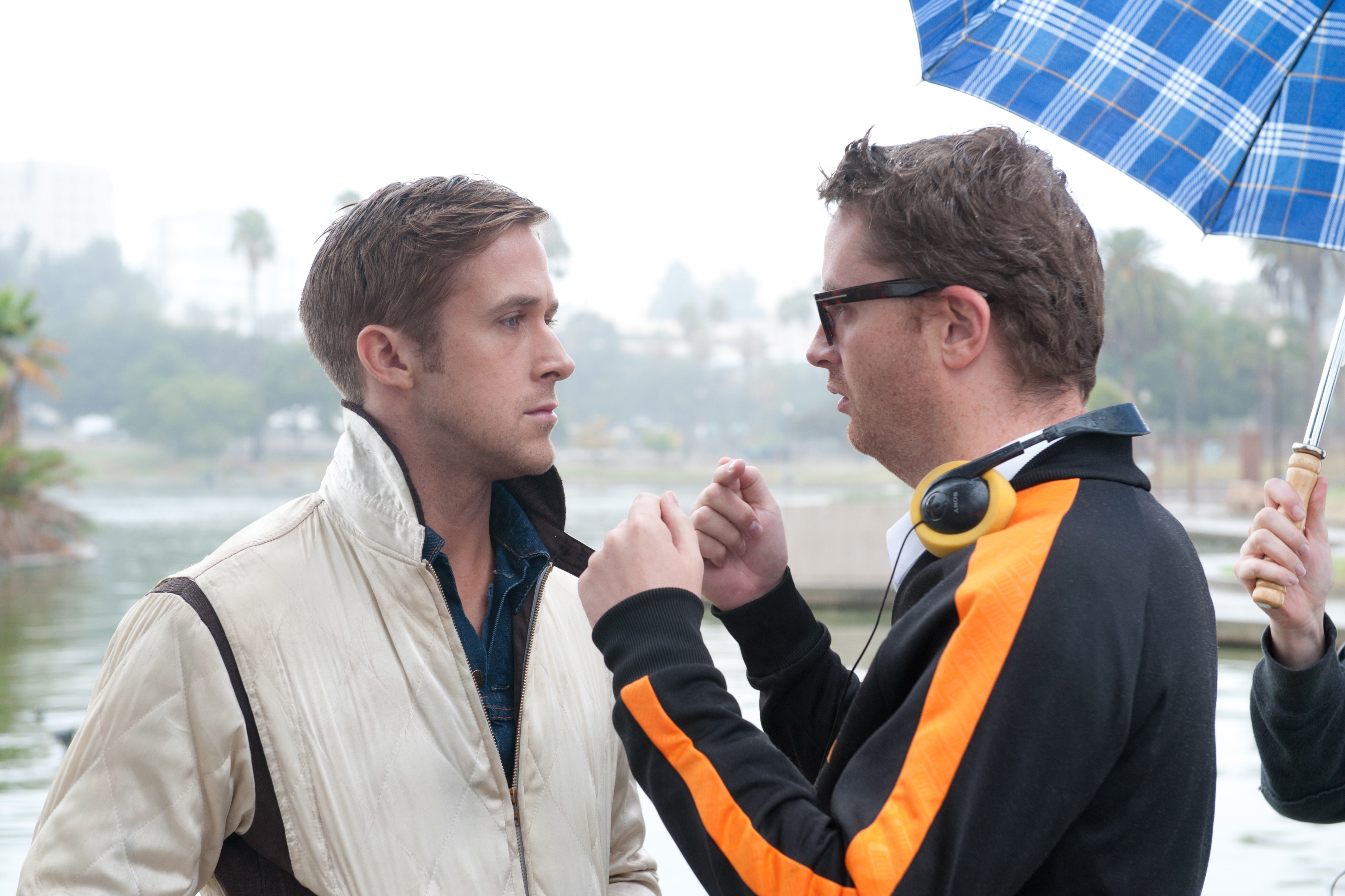 Ryan Gosling and Refn on the set of ‘Drive’ (Shutterstock)
