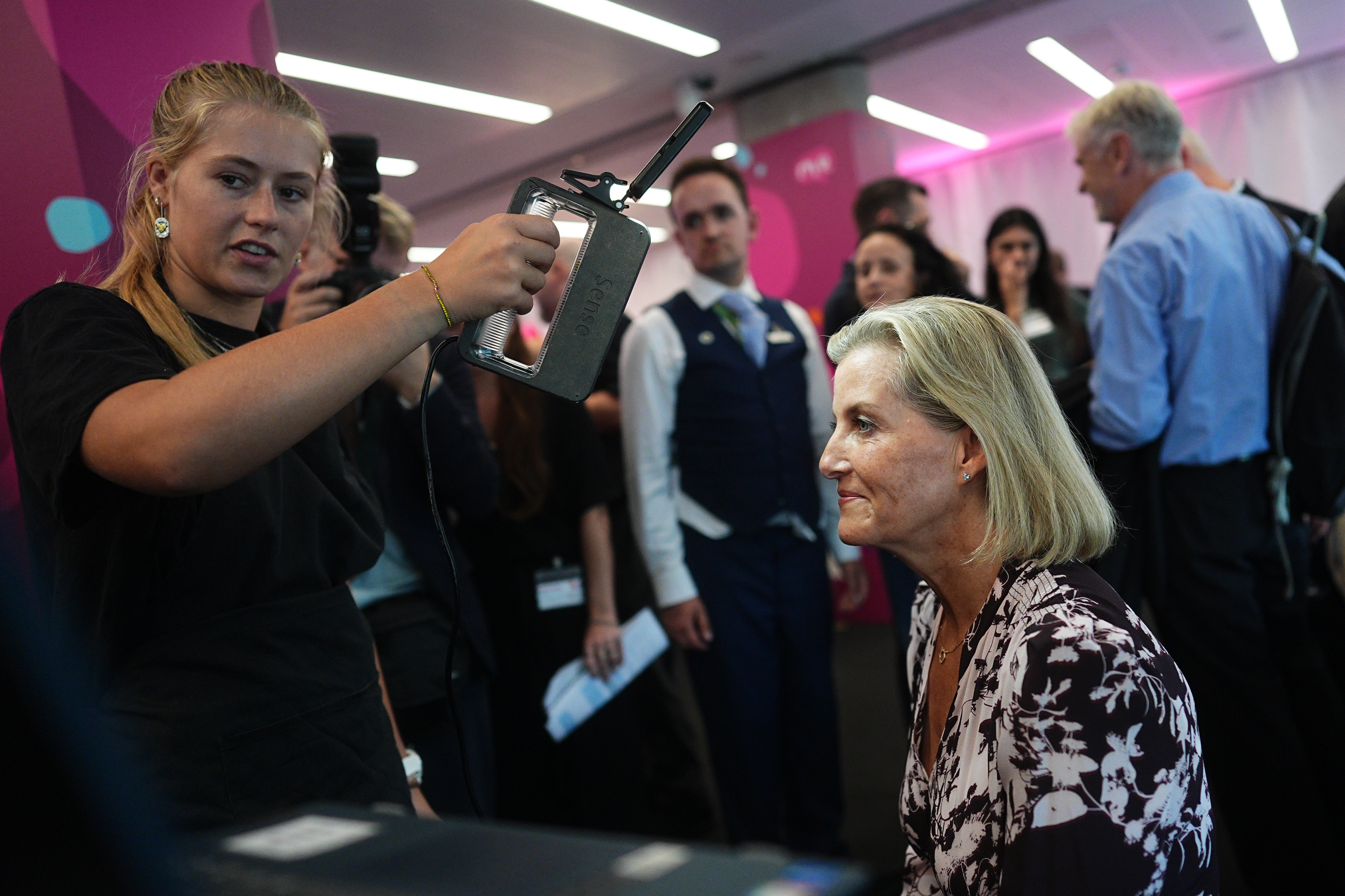The duchess is scanned for the chocolate lollipop (Aaron Chown/PA) (PA Wire)