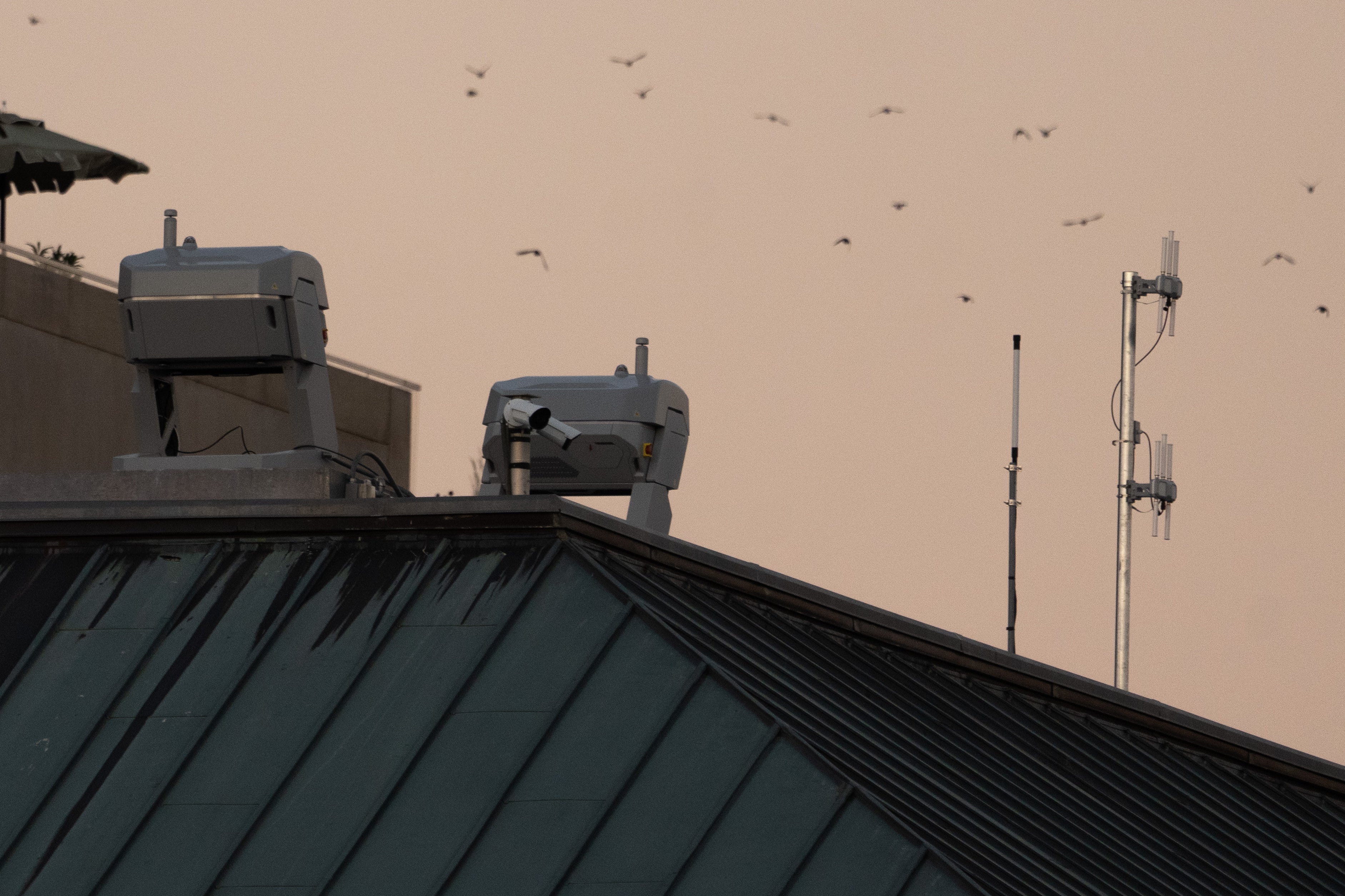 Drone stations on a federal building near the White House, pictured on Wednesday, Sept. 16, 2026