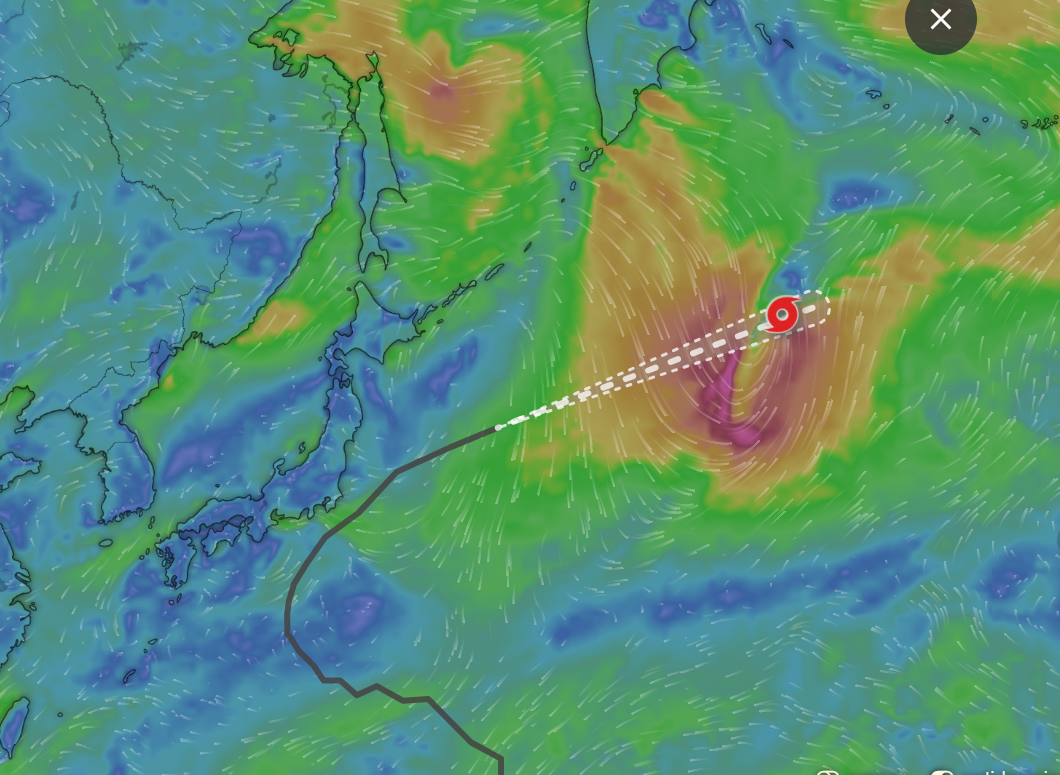Path of Dujuan typhoon (windy.com)