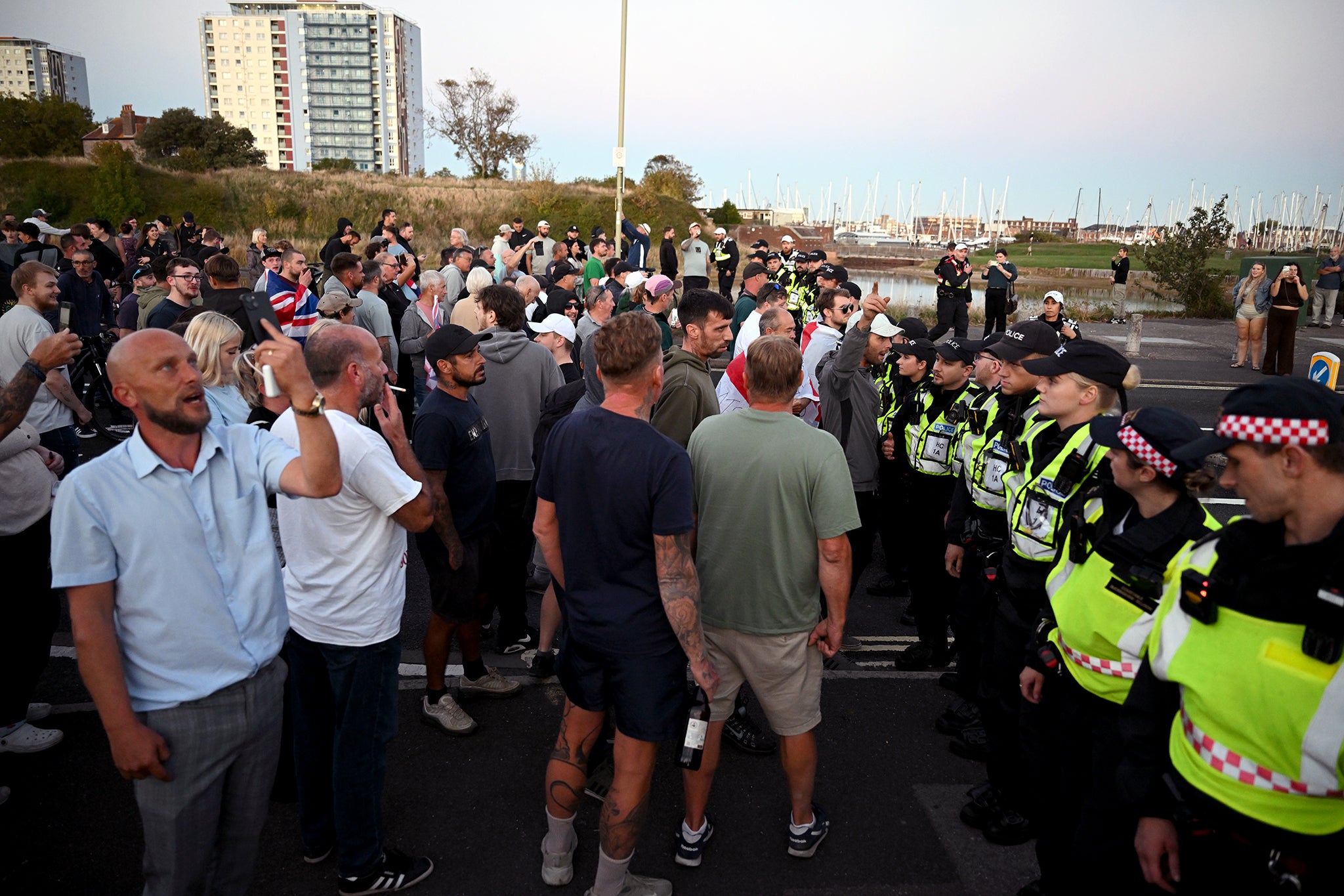 Protests erupted in Gosport after it was wrongly assumed that a migrant boat would be brought there to dock