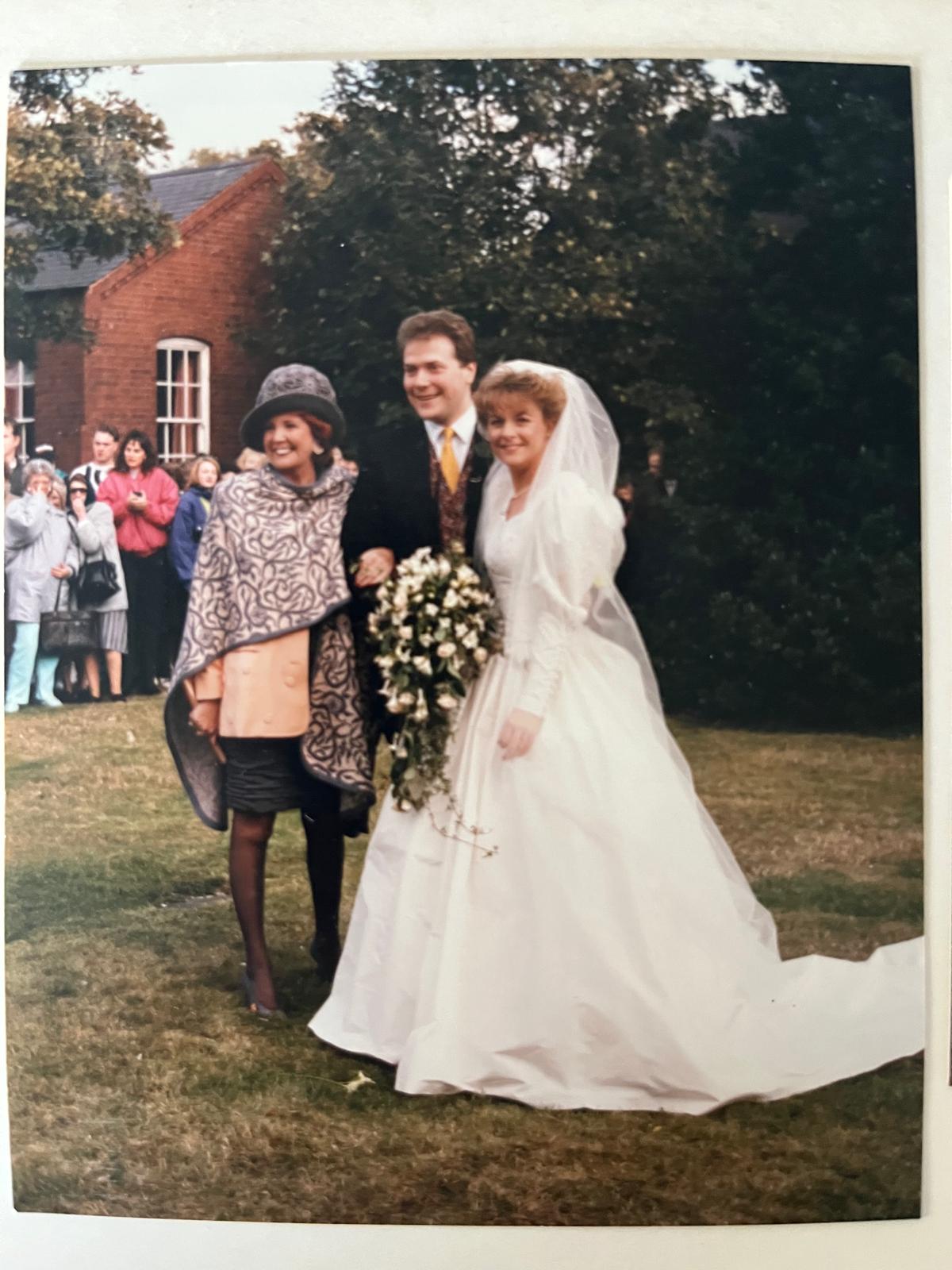 Cilla Black at the Tathams’ wedding in Pelsall, Walsall in 1991