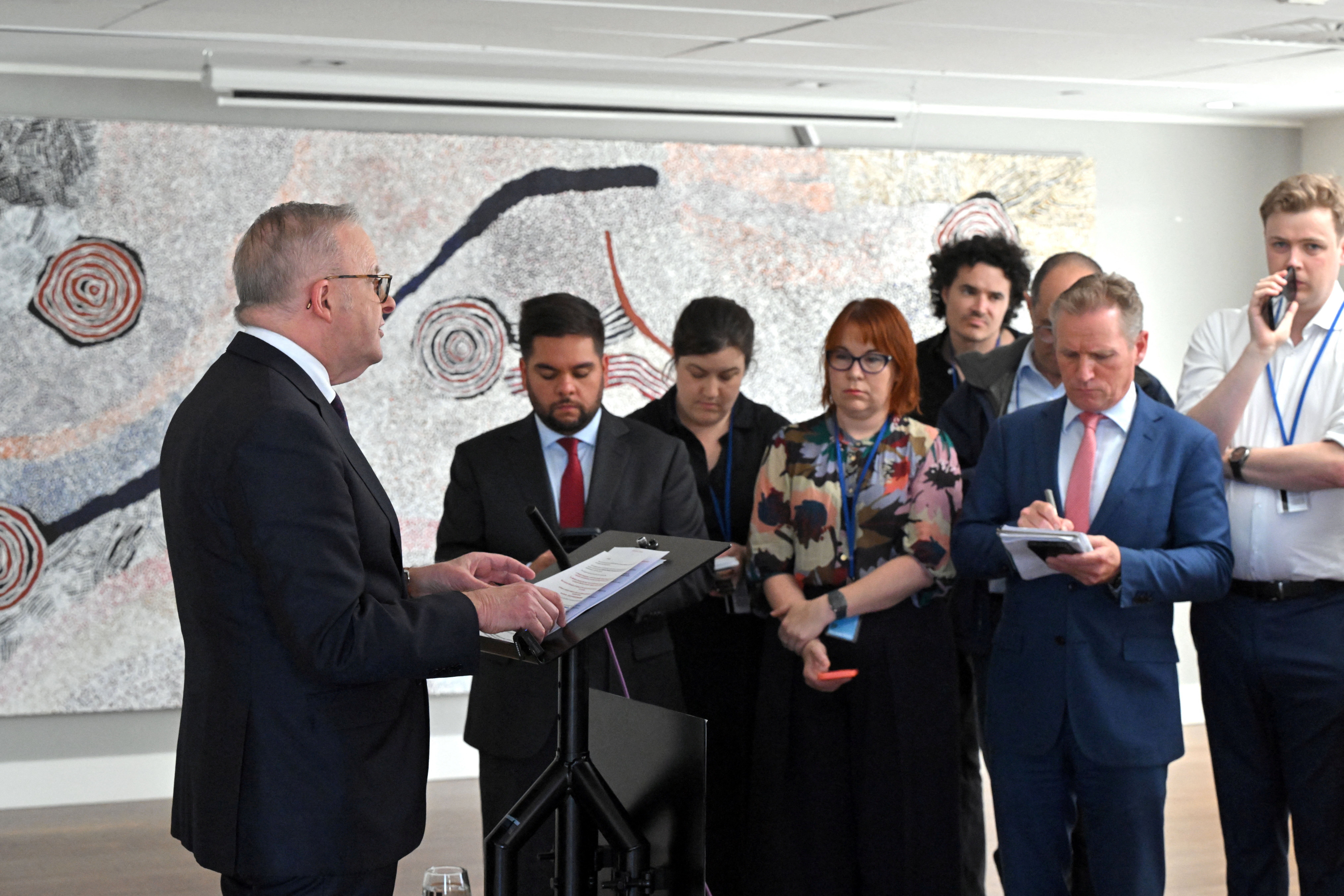 Australia's Prime Minister Anthony Albanese at a press conference during the United Nations General Assembly, revealing that an AI agent developed by OpenAI infiltrated an Australian government website in June, in New York (Reuters)