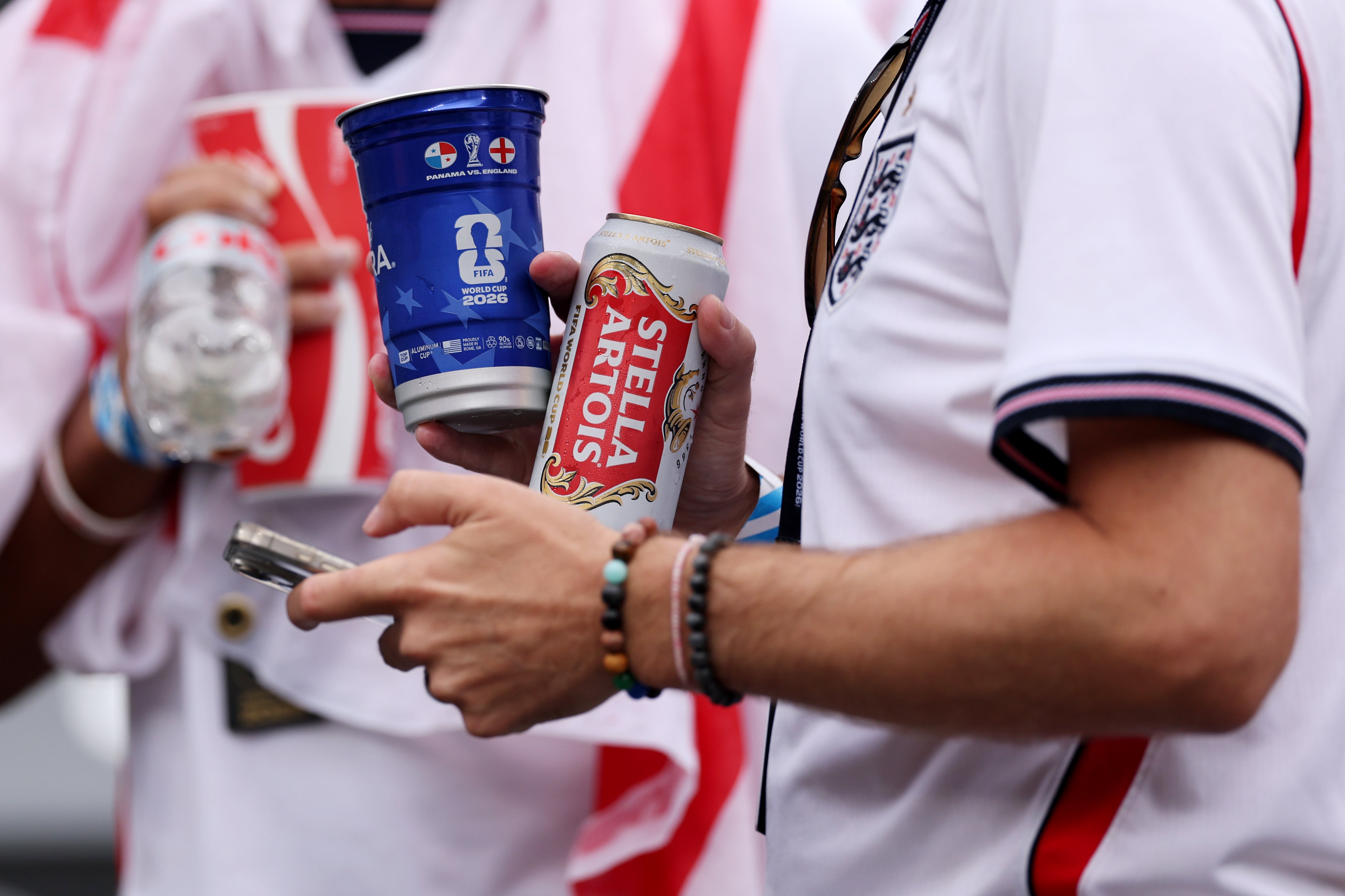 Fans drinking before the England v Panama World Cup game in New Jersey this summer