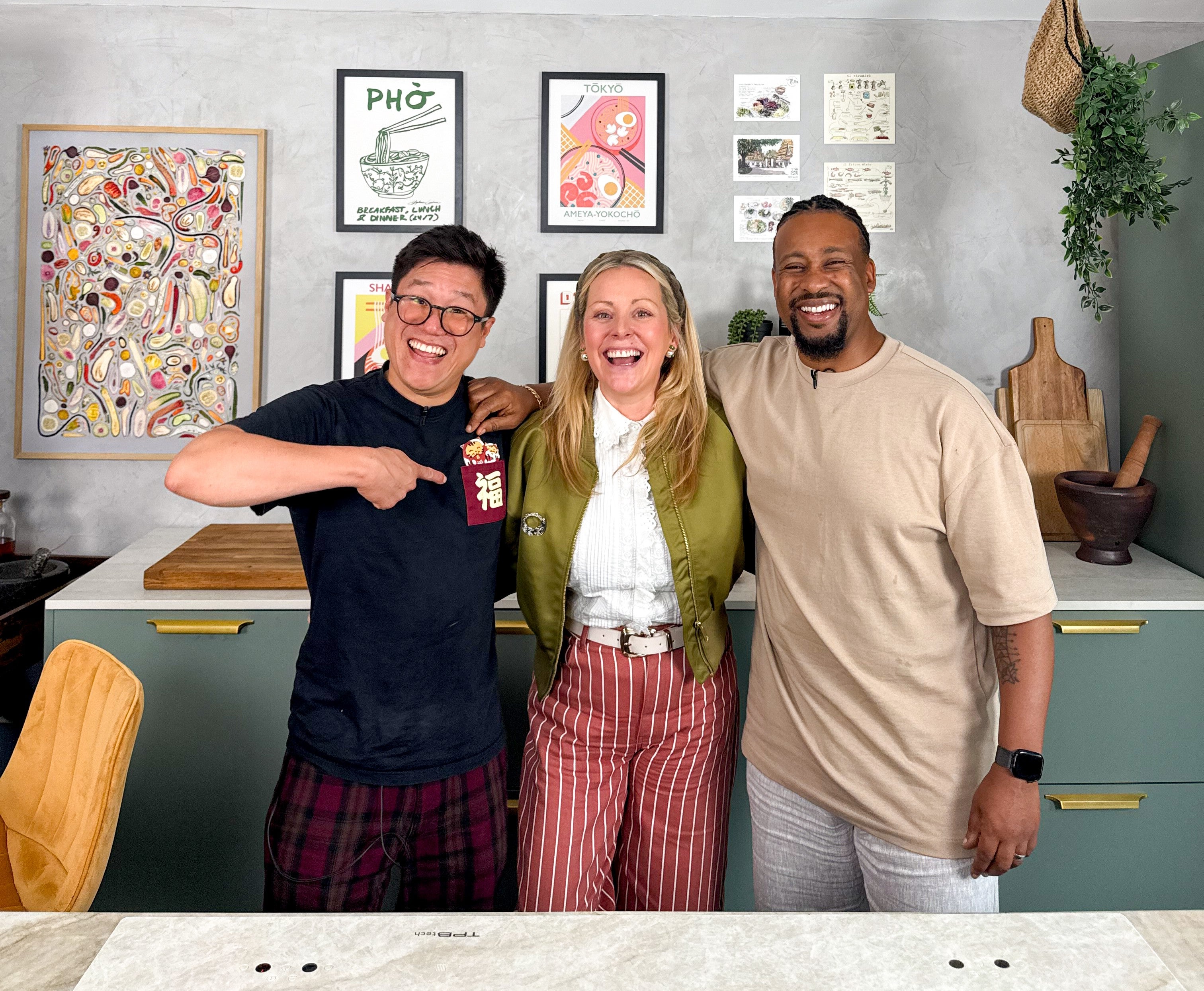 Jeremy Pang, Anna Haugh & Mike Reid (Curious Crab Productions/PA)