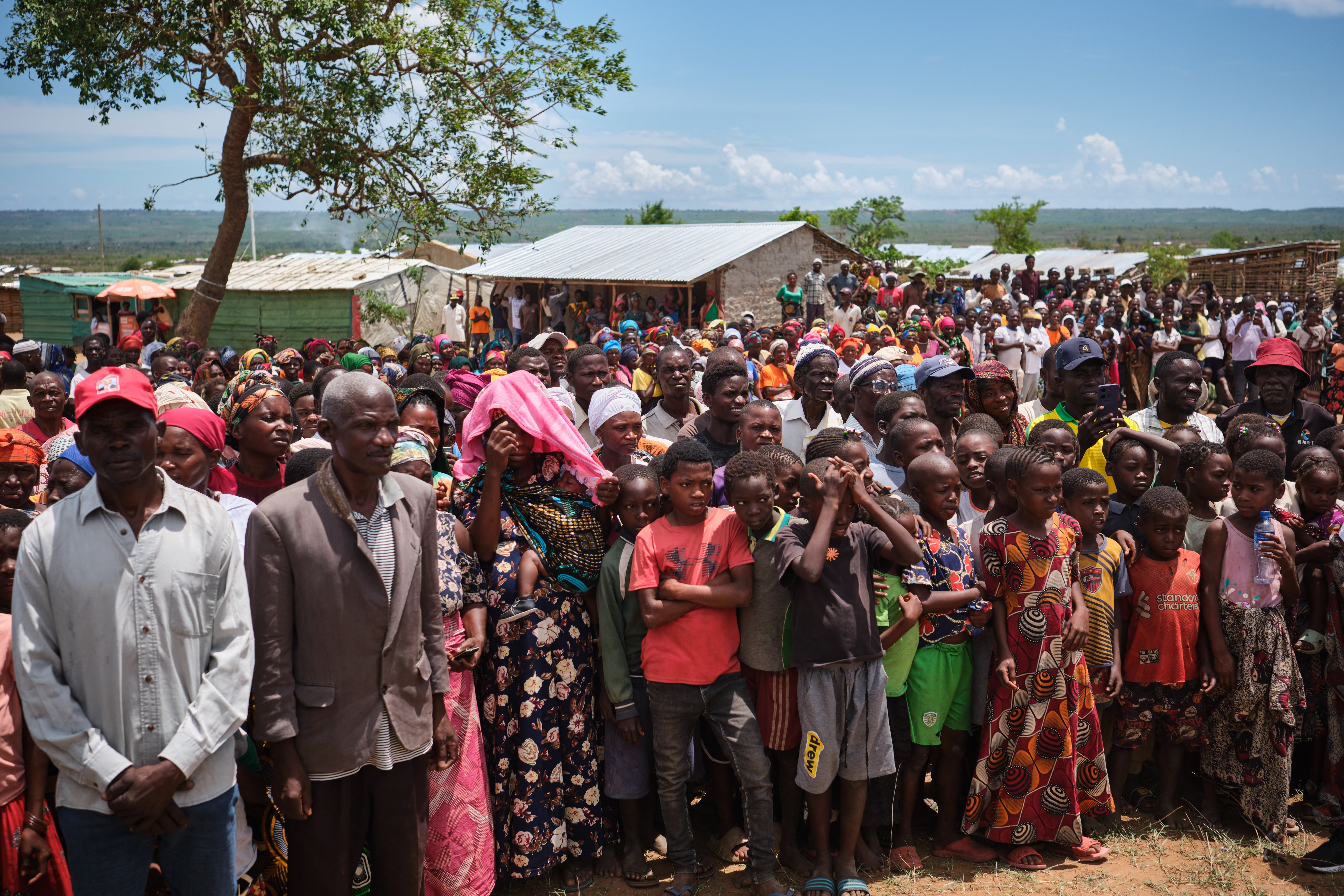 A group of internally displaced people who had to flee their homes in Mozambique due to the actions of Al-Shabaab