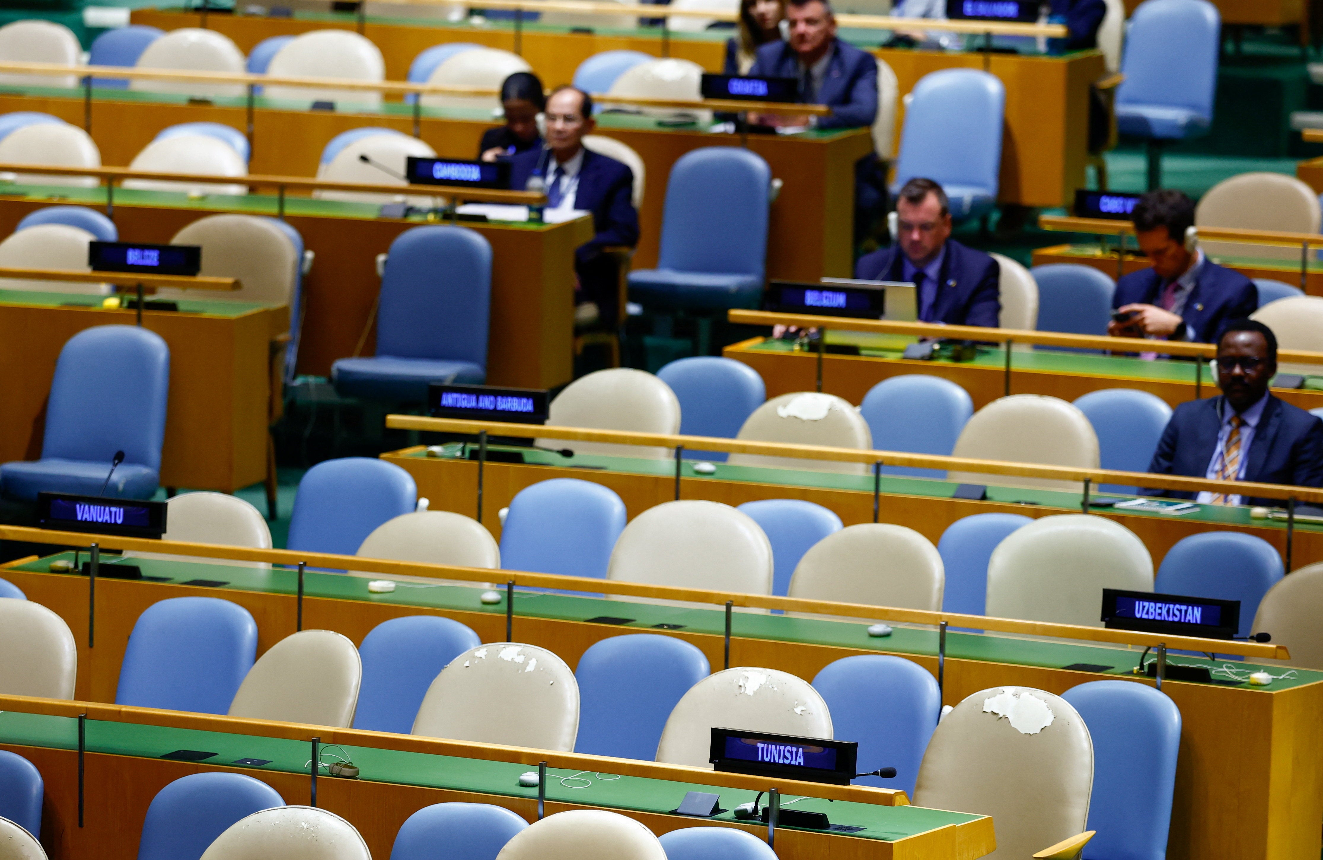 Empty seats during Prime Minister Benjamin Netanyahu’s speech