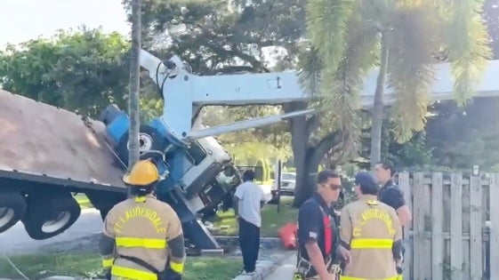 Fire crews brought in anothercrane to lift the first crane out, but its beam collapsed onto the home from the weight it was carrying, according to officals (Fort Lauderdale Fire Rescue)