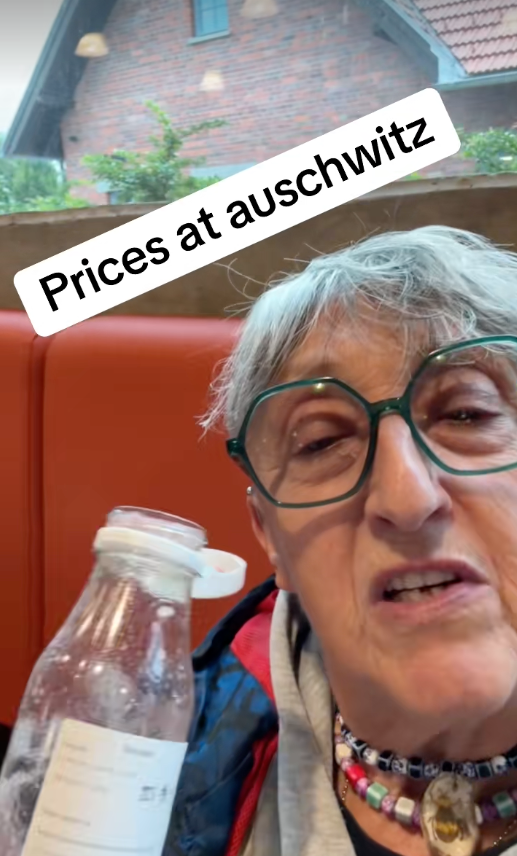Lynne took to TikTok to bemoan the prices of the drinks in the restaurant near the museum at Auschwitz (TikTok / @freespirit666)