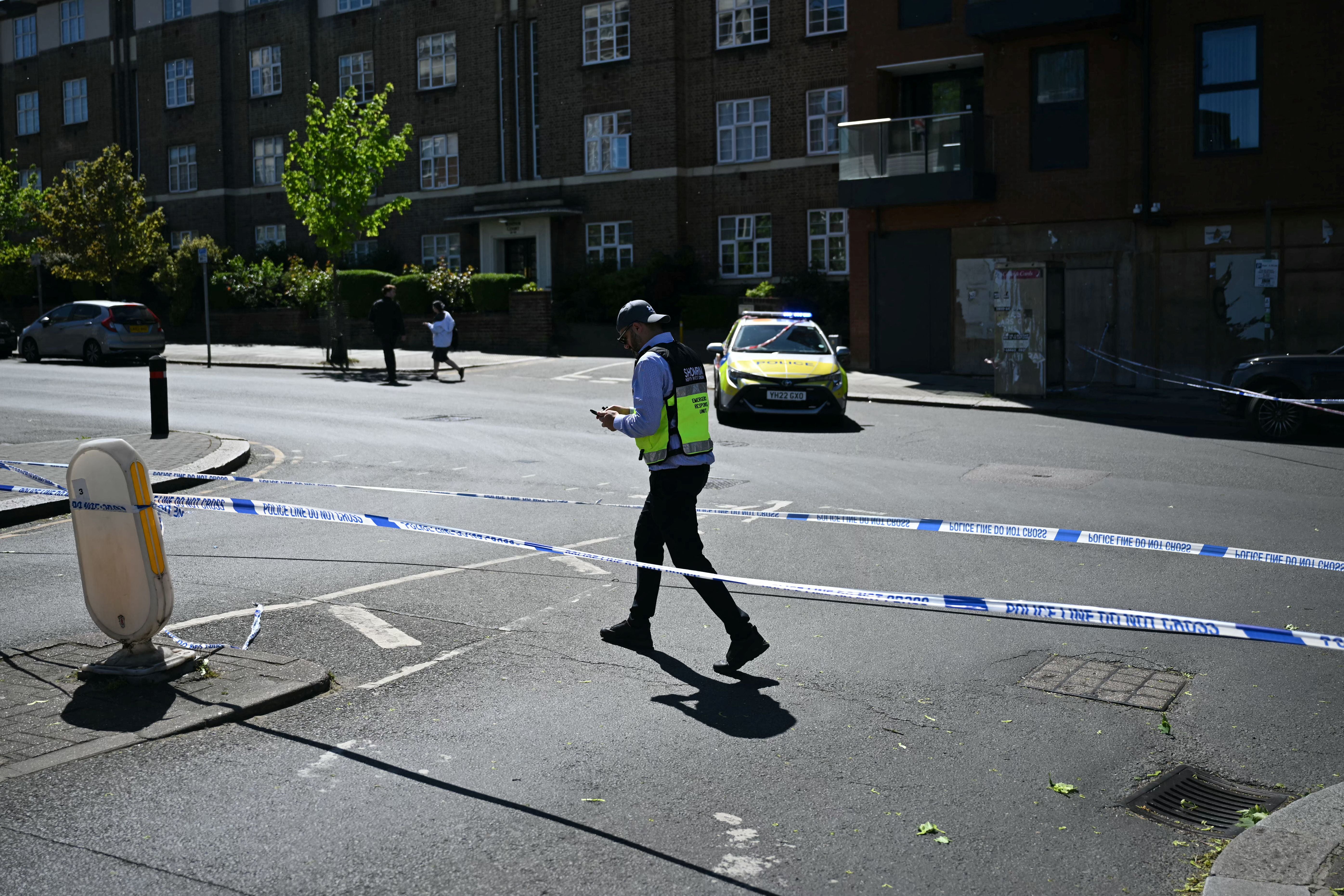 Police at the scene in Golders Green in April (AFP/Getty)