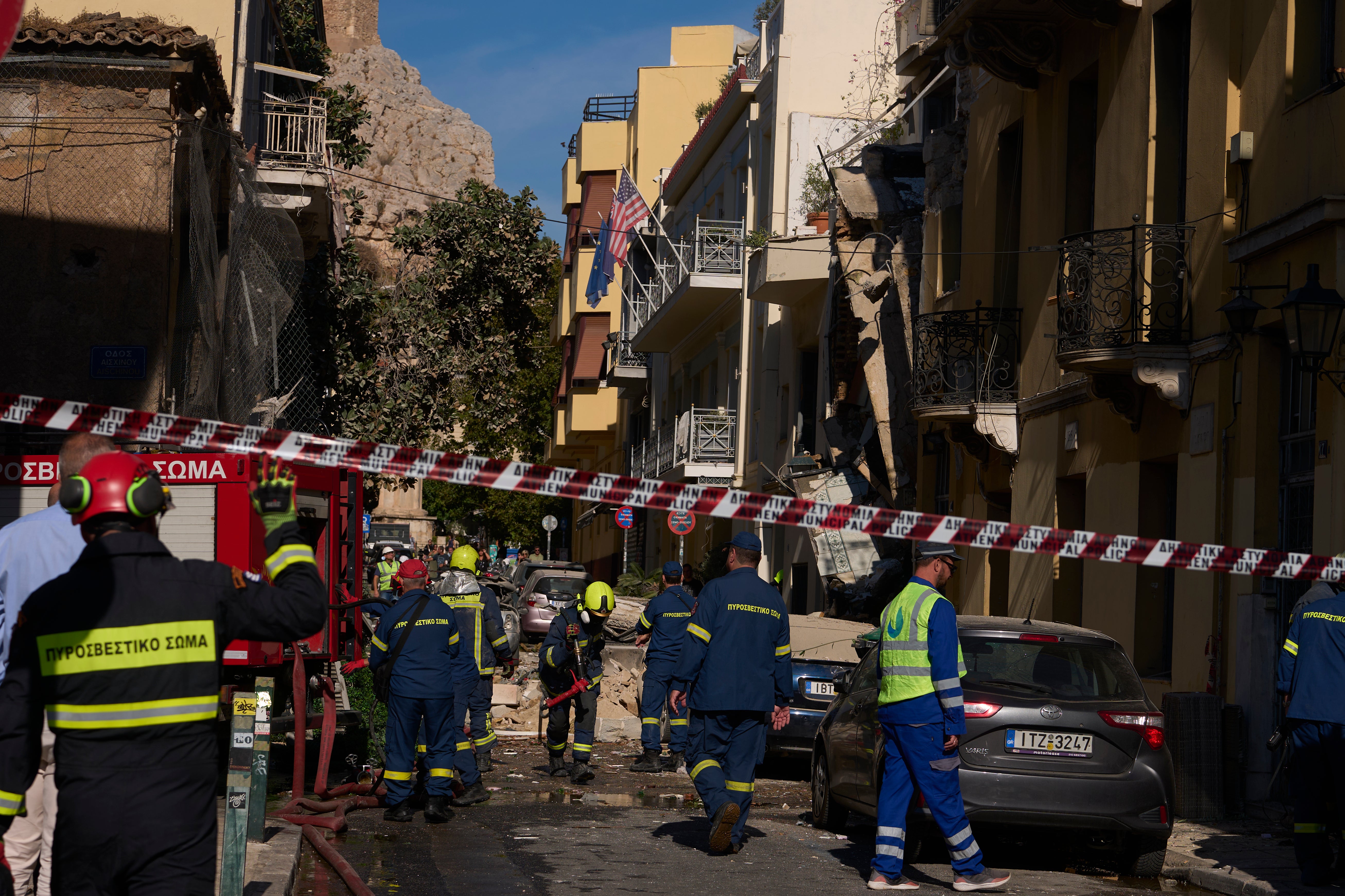 The cause of the blast inside the two-storey property in the Plaka district — located close to famous landmarks such as the Acropolis and the Temple of Zeus — is currently unknown