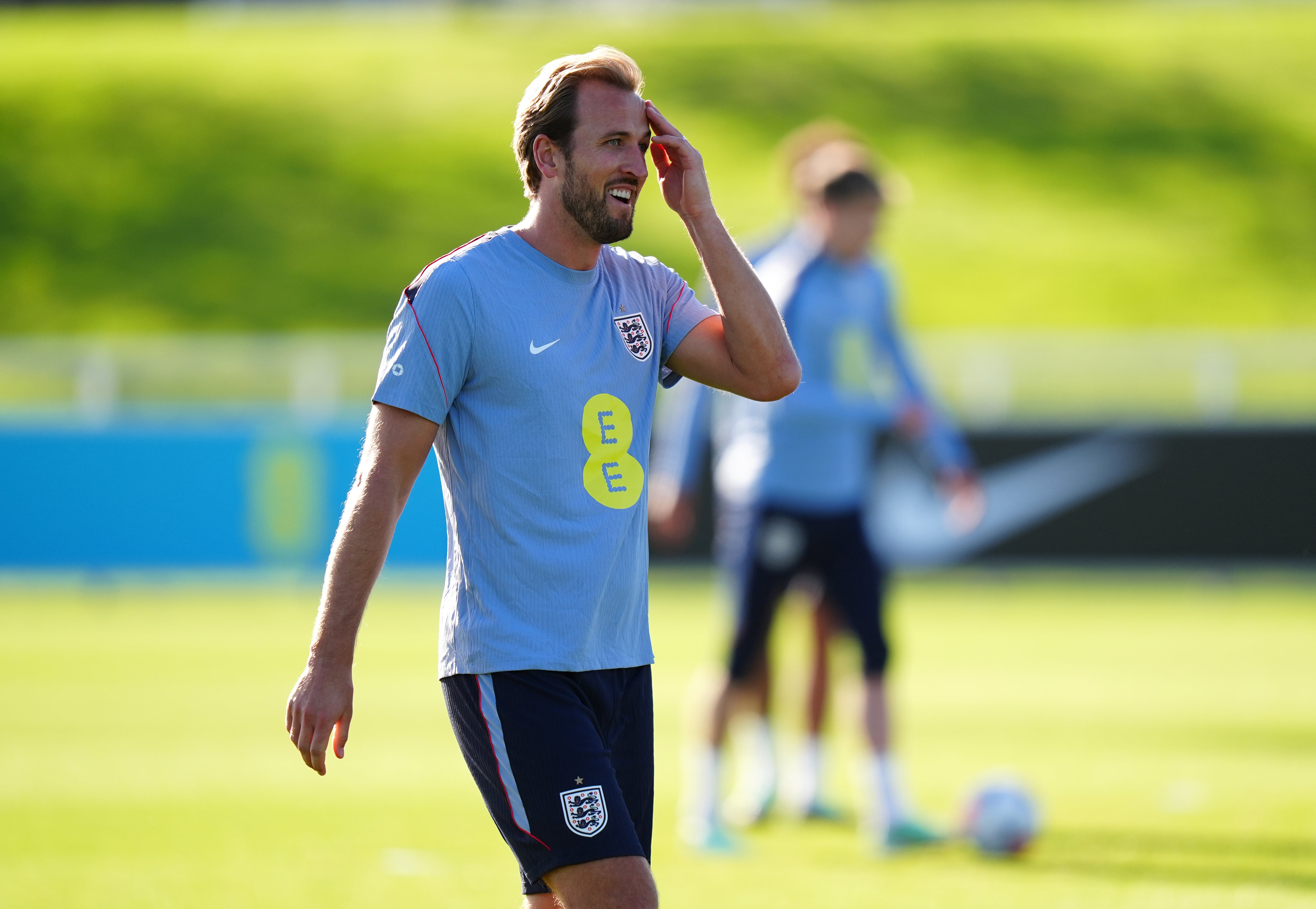 Kane, pictured in England training this week, is favourite to win the Ballon d'Or (PA)
