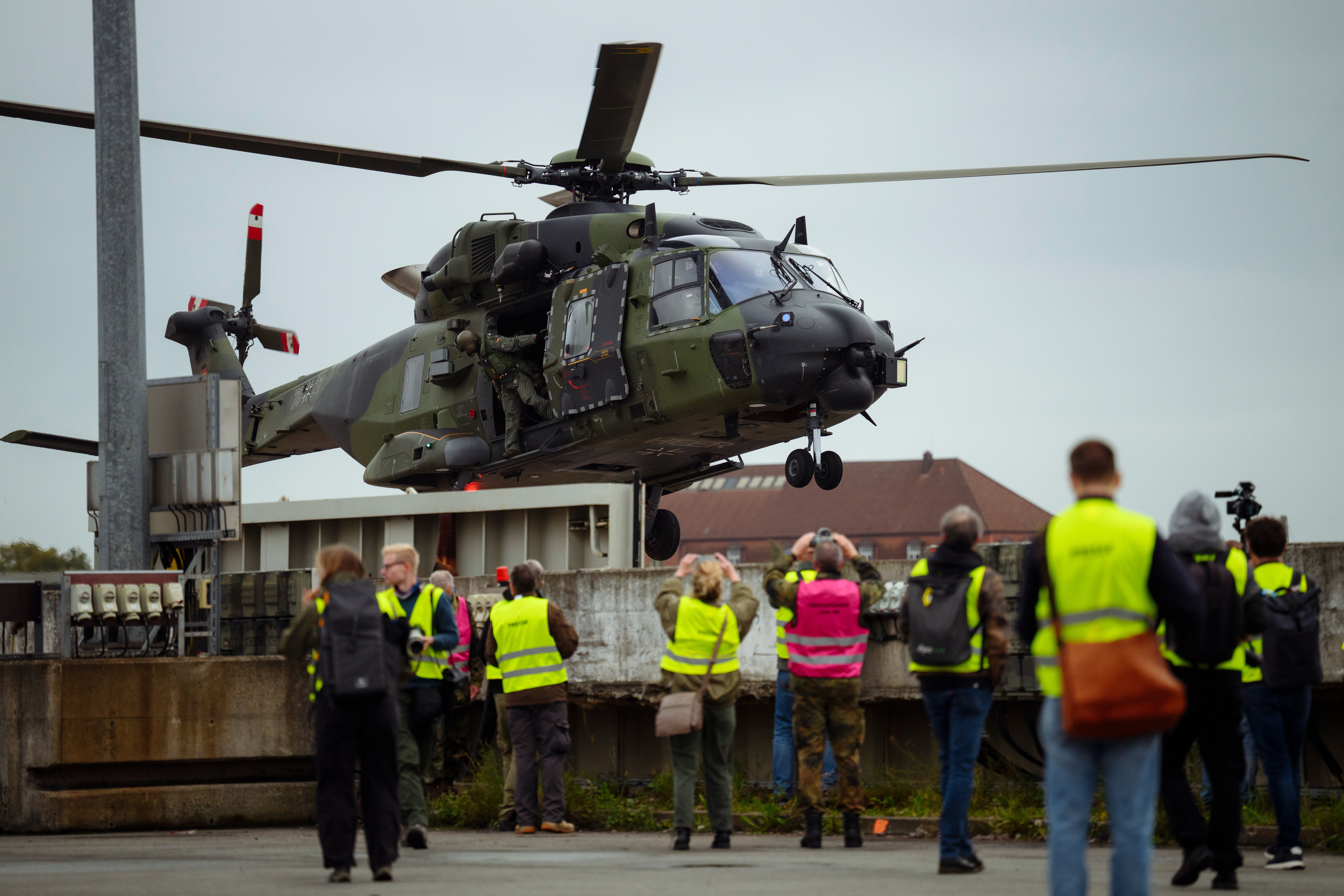 A multipurpose helicopter NH90 of Bundeswehr is seen while landing during the 