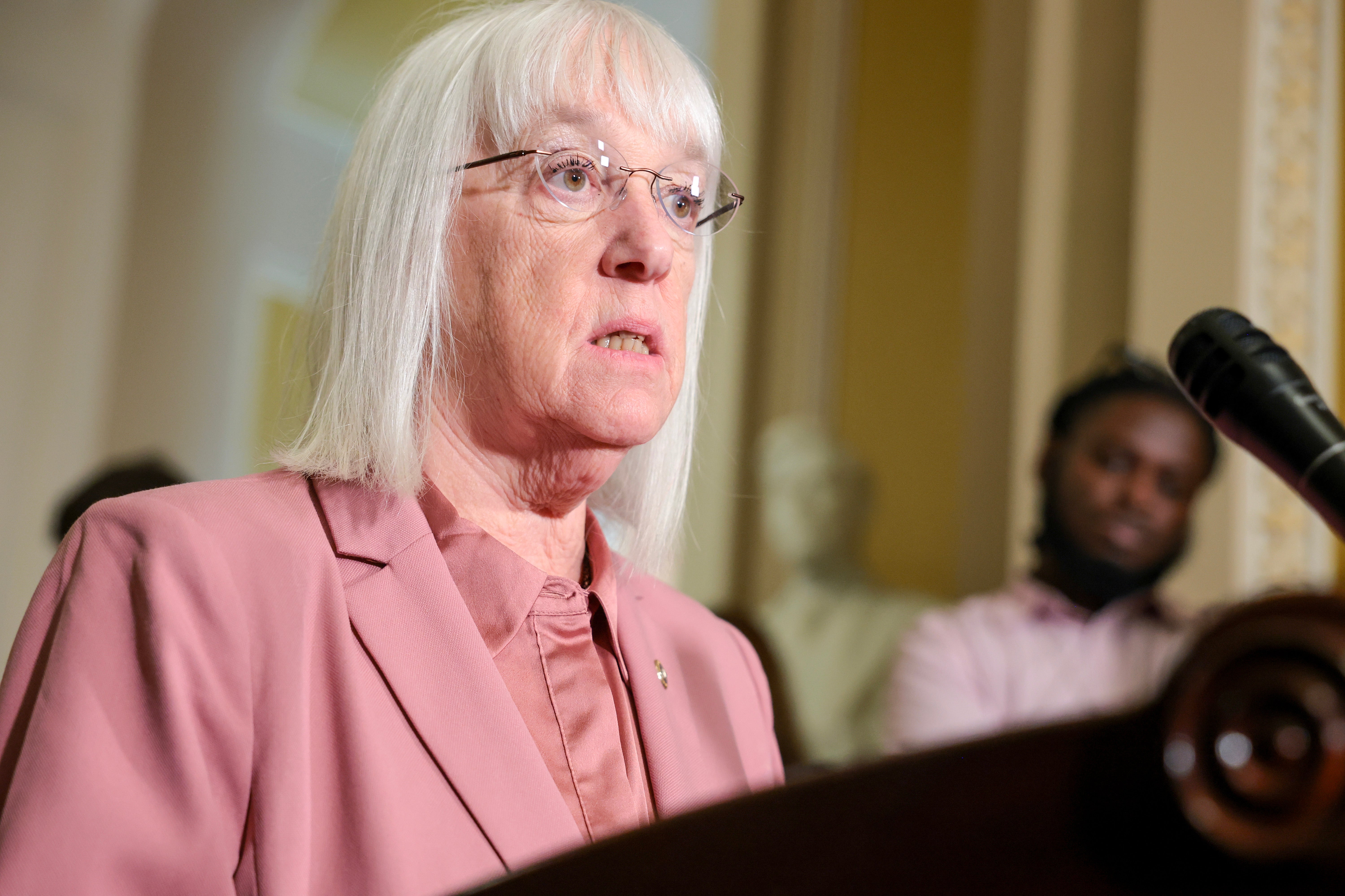 Sen. Patty Murray, the top Democrat on the Senate Health committee, grilled Overtorn during her confirmation hearing on September 24 and said she was ‘alarmed’ by her comments (Getty)
