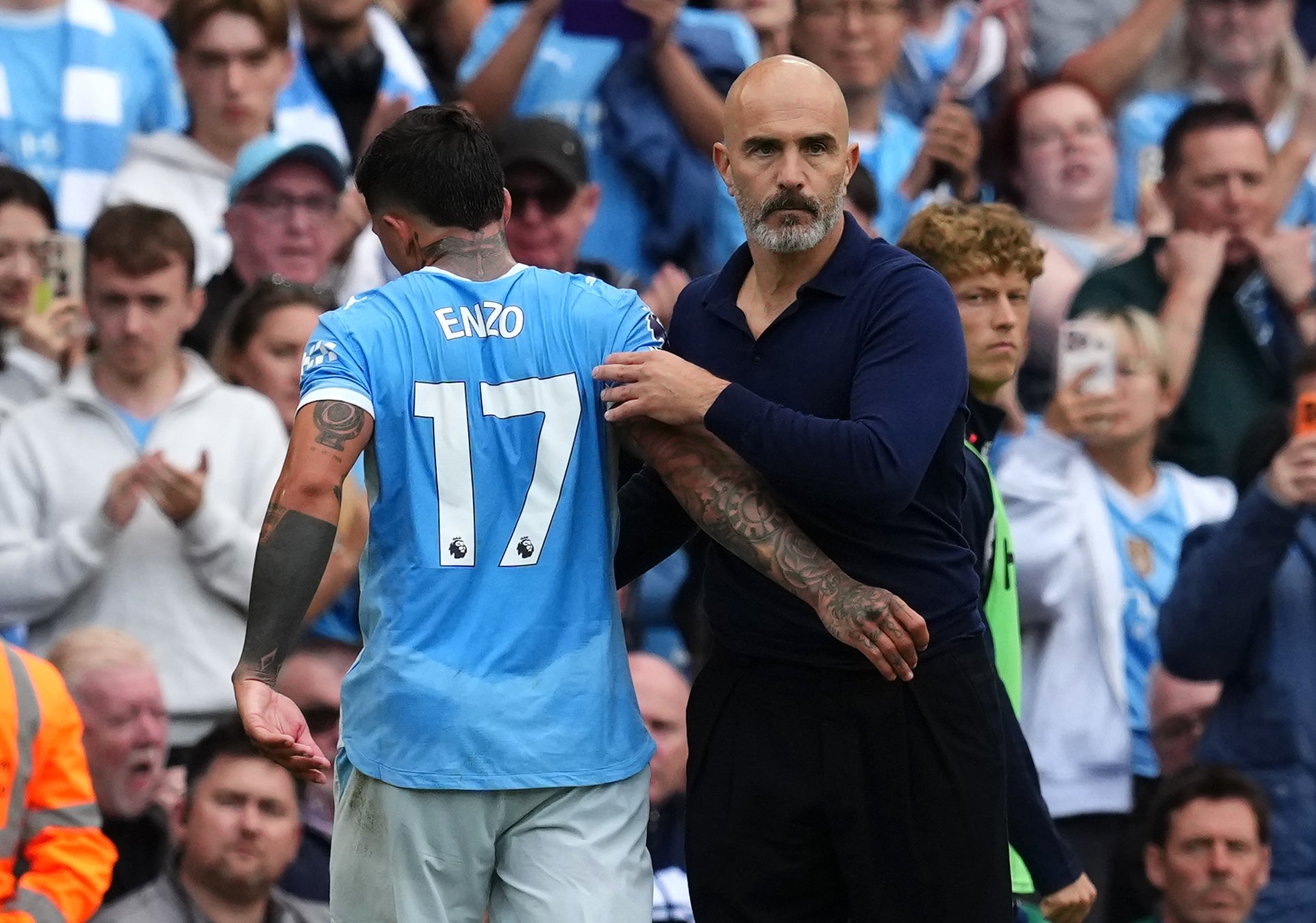 Enzo Maresca replaced Pep Guardiola as manager and signed Enzo Fernandez for £125m this summer with Man City currently top of the Premier League (PA)