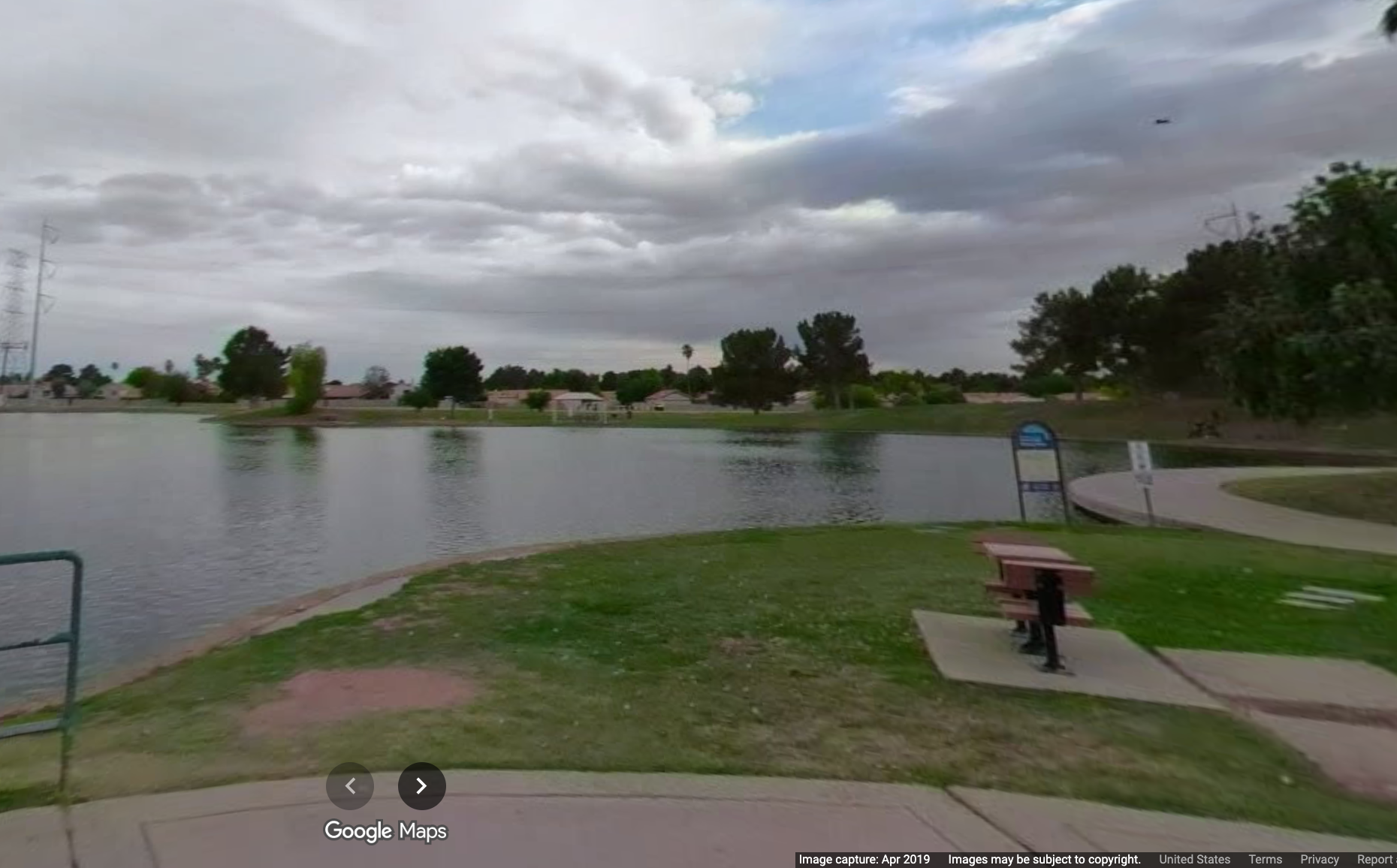 A lake in Freestone Park in Gilbert, Arizona. The lake has been drained for renovations, but fish and ducks that lived in the lake have died, attracting mosquitoes and scavengers — leaving a pungent stench behind