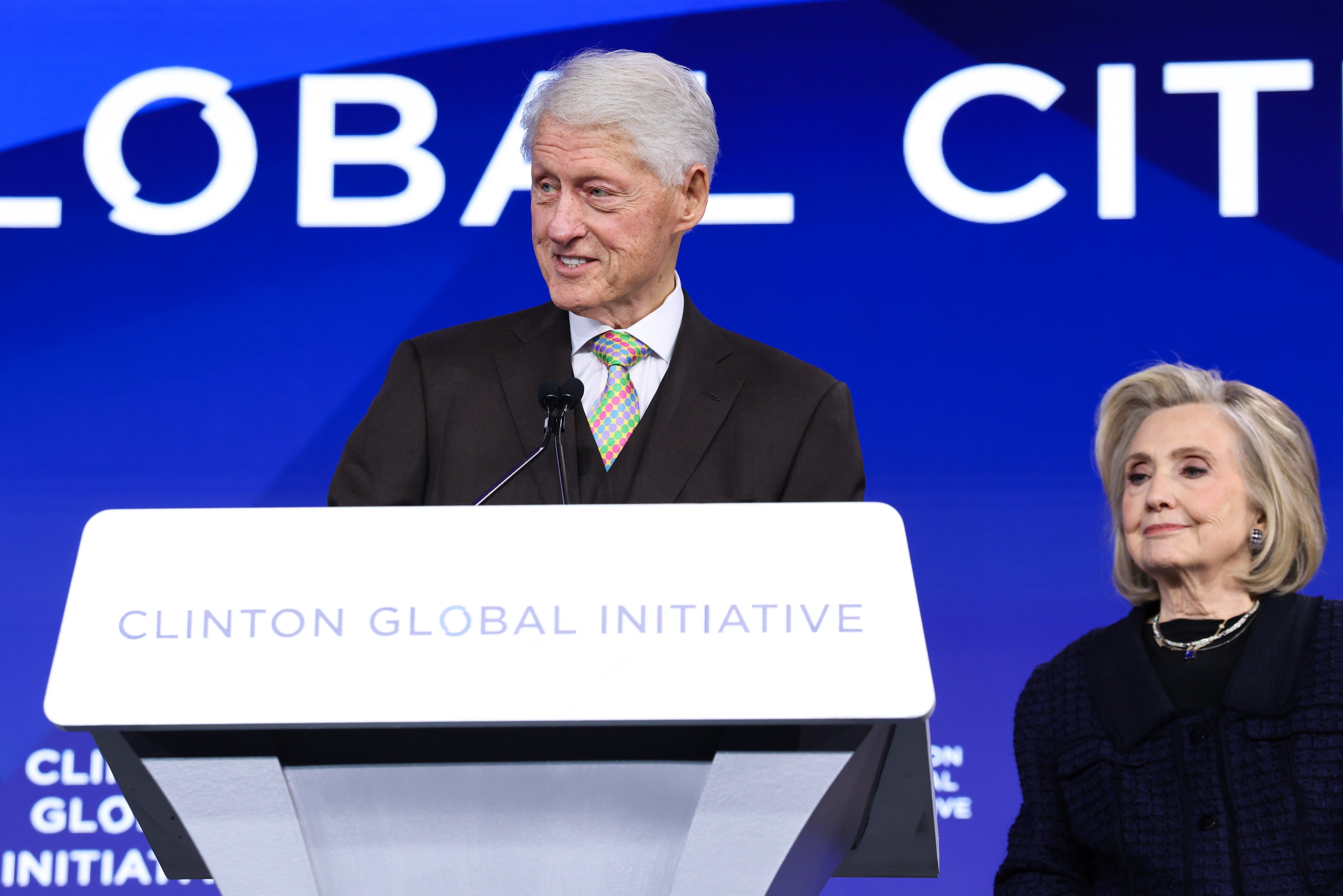 'There's a reason we have a constitution. Because none of us are immune from being pissed off', Clinton said in an apparent jab at Trump (Getty Images for Clinton Global Initiative)