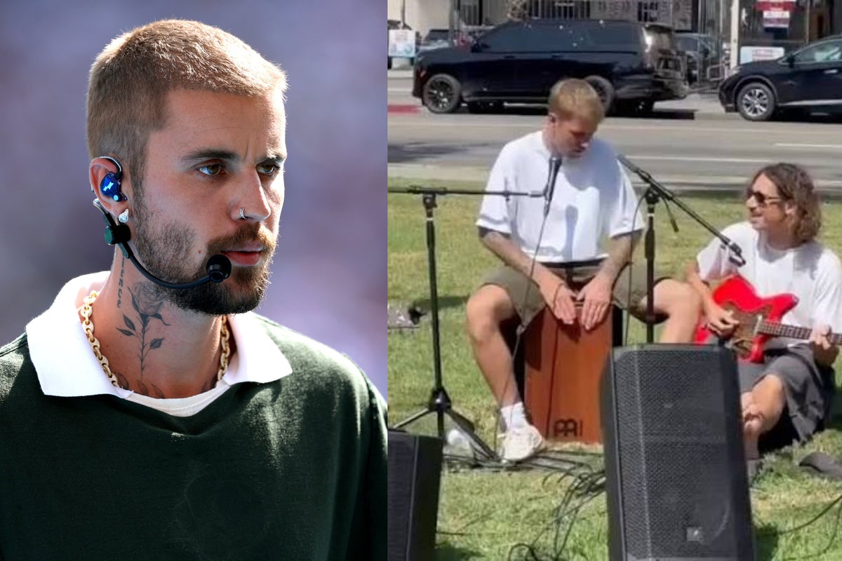 Justin Bieber turns MacArthur park in Los Angeles into impromptu gig venue