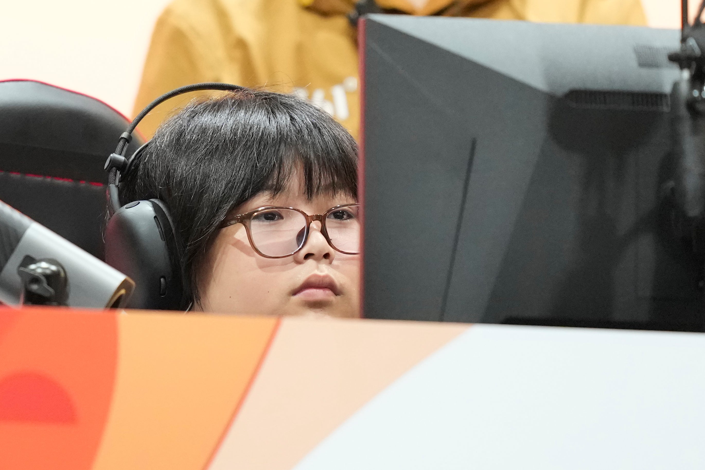 Japan's Yuki Kurihara prepares for his Puyo Puyo Champions esports quarterfinal match against Singapore's Justine Koh Mun June at the Asian Games in Nagoya, Japan, Saturday, Sept. 26, 2026