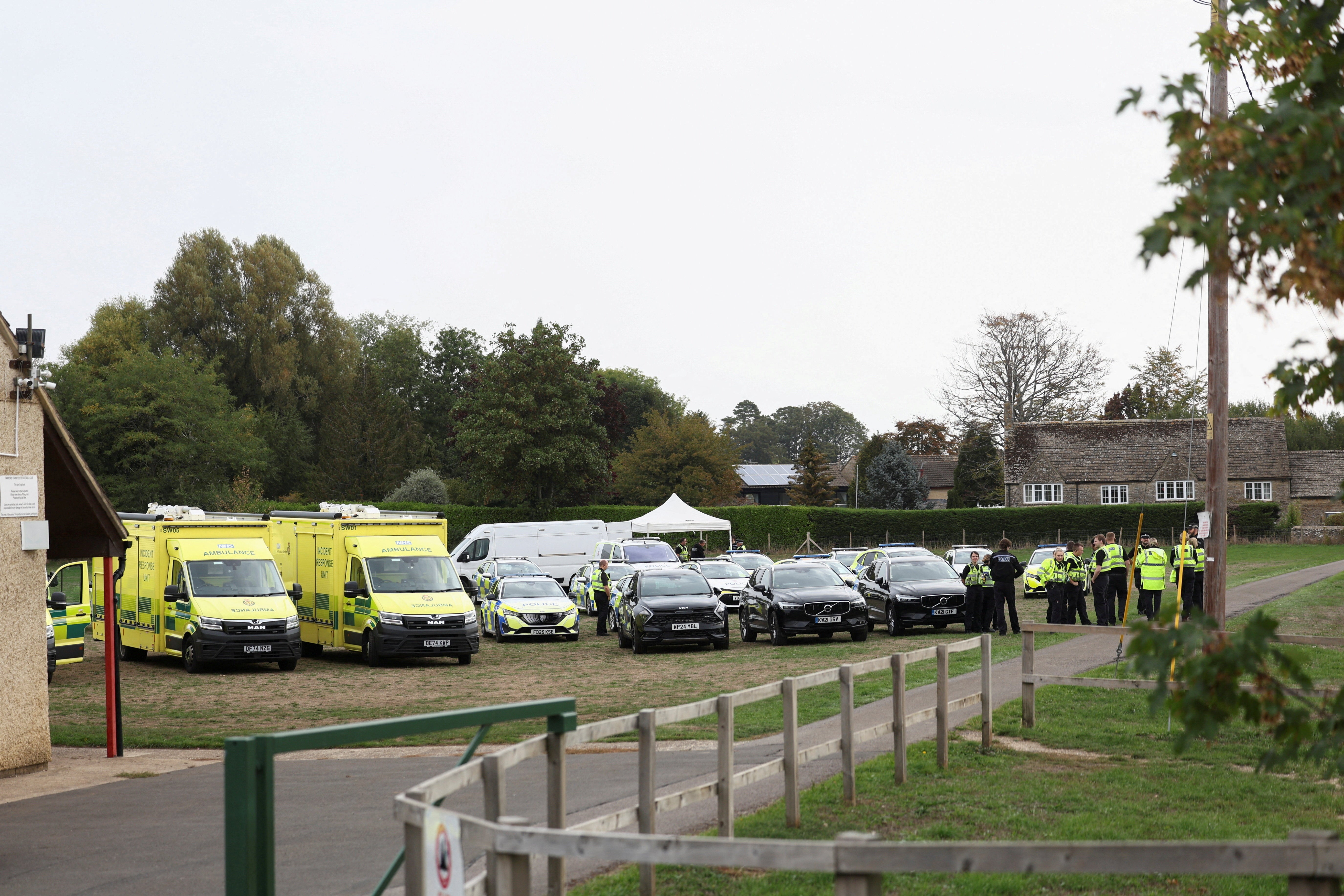 Emergency vehicles are parked at Fairford Youth Football club