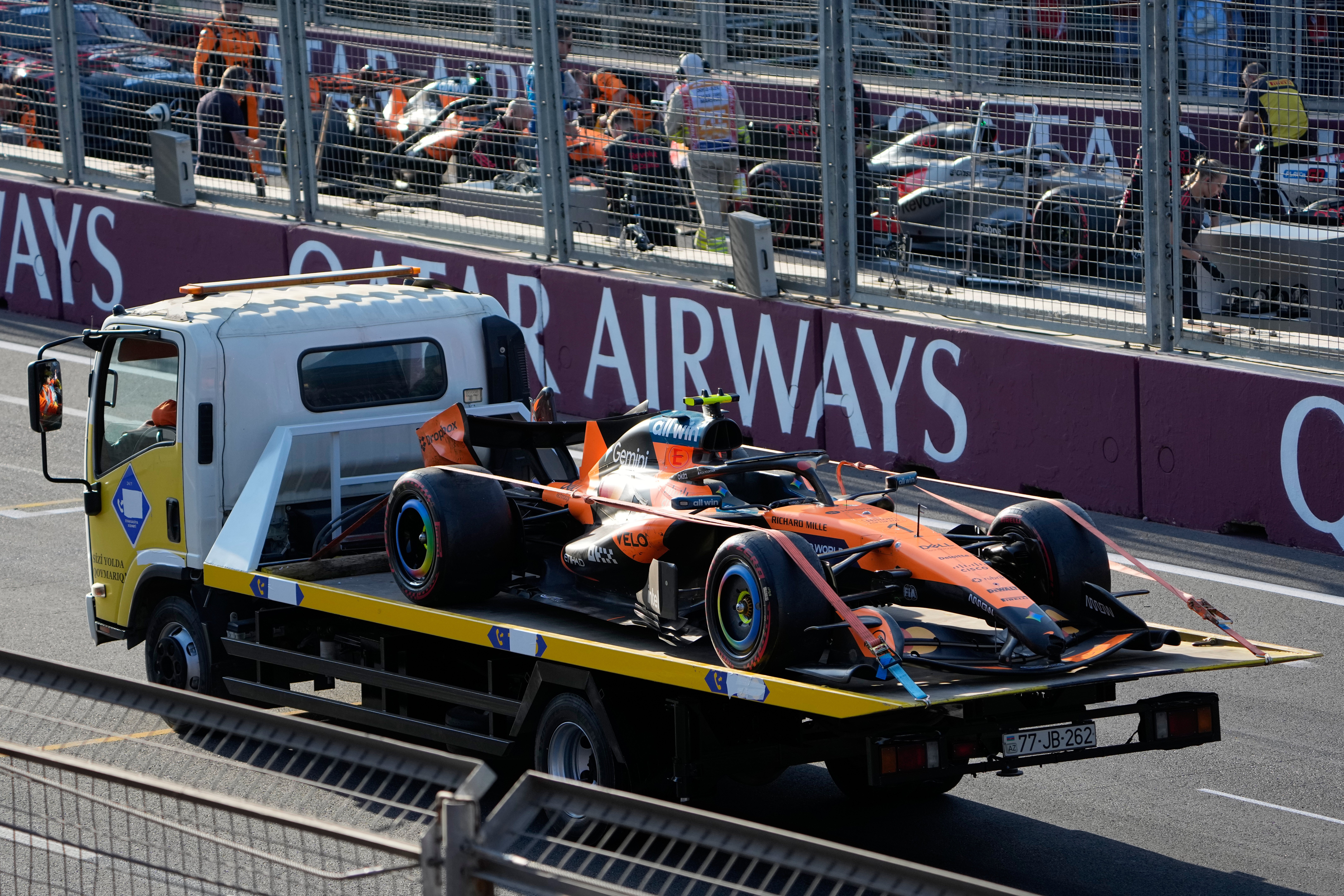 Norris was forced out of Saturday’s Azerbaijan GP (PA Wire)