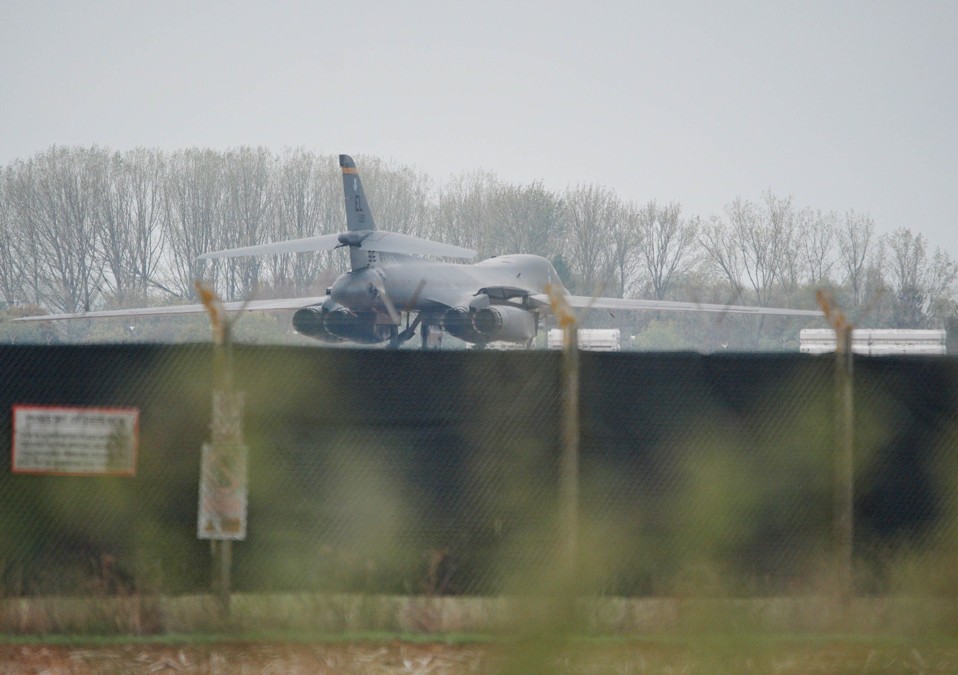 A plane on the ground at RAF Fairford amid the security alert
