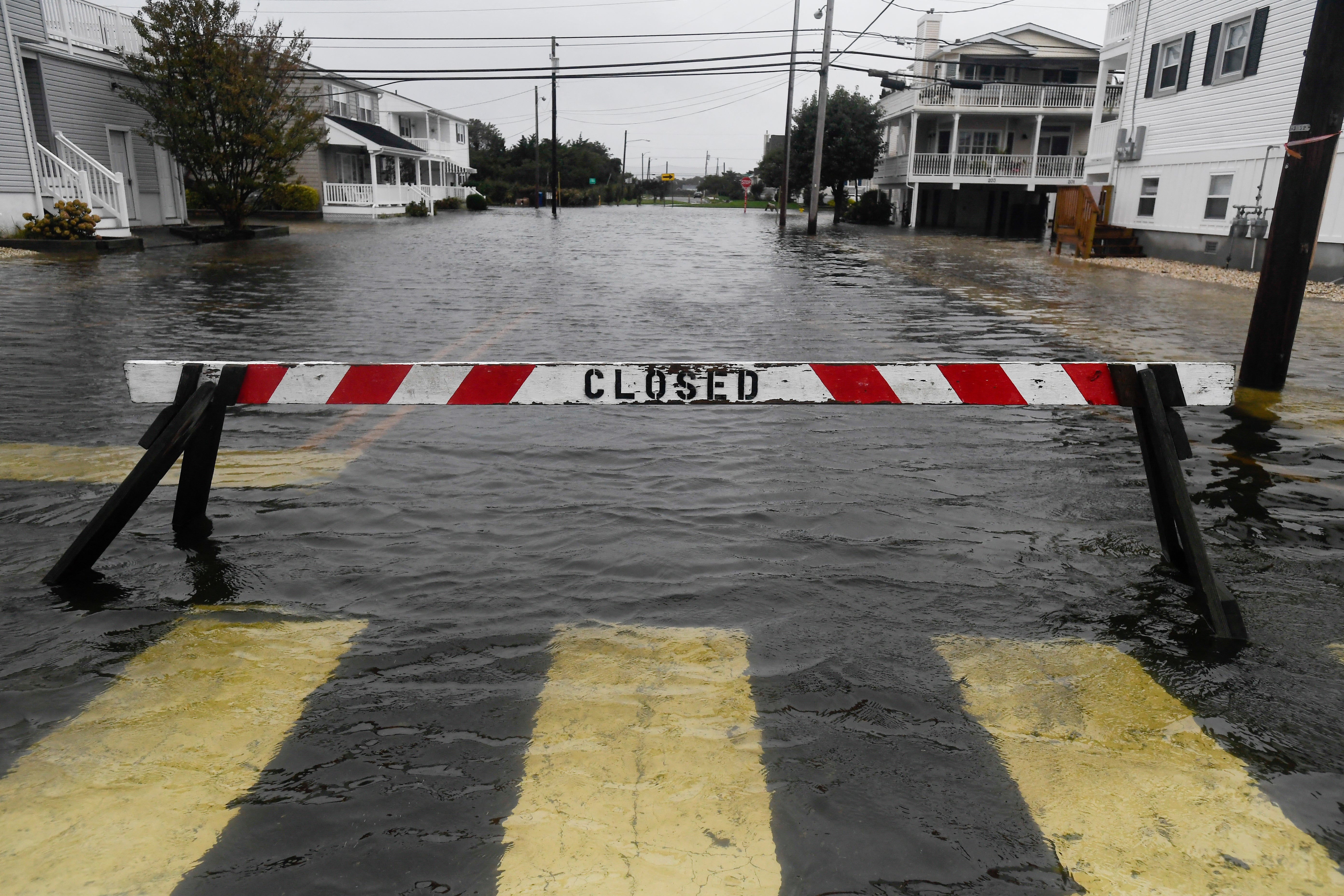 A road closed following heavy rainfall and flooding in Ocean City, New Jersey, on September 27, 2026 (AFP/Getty)