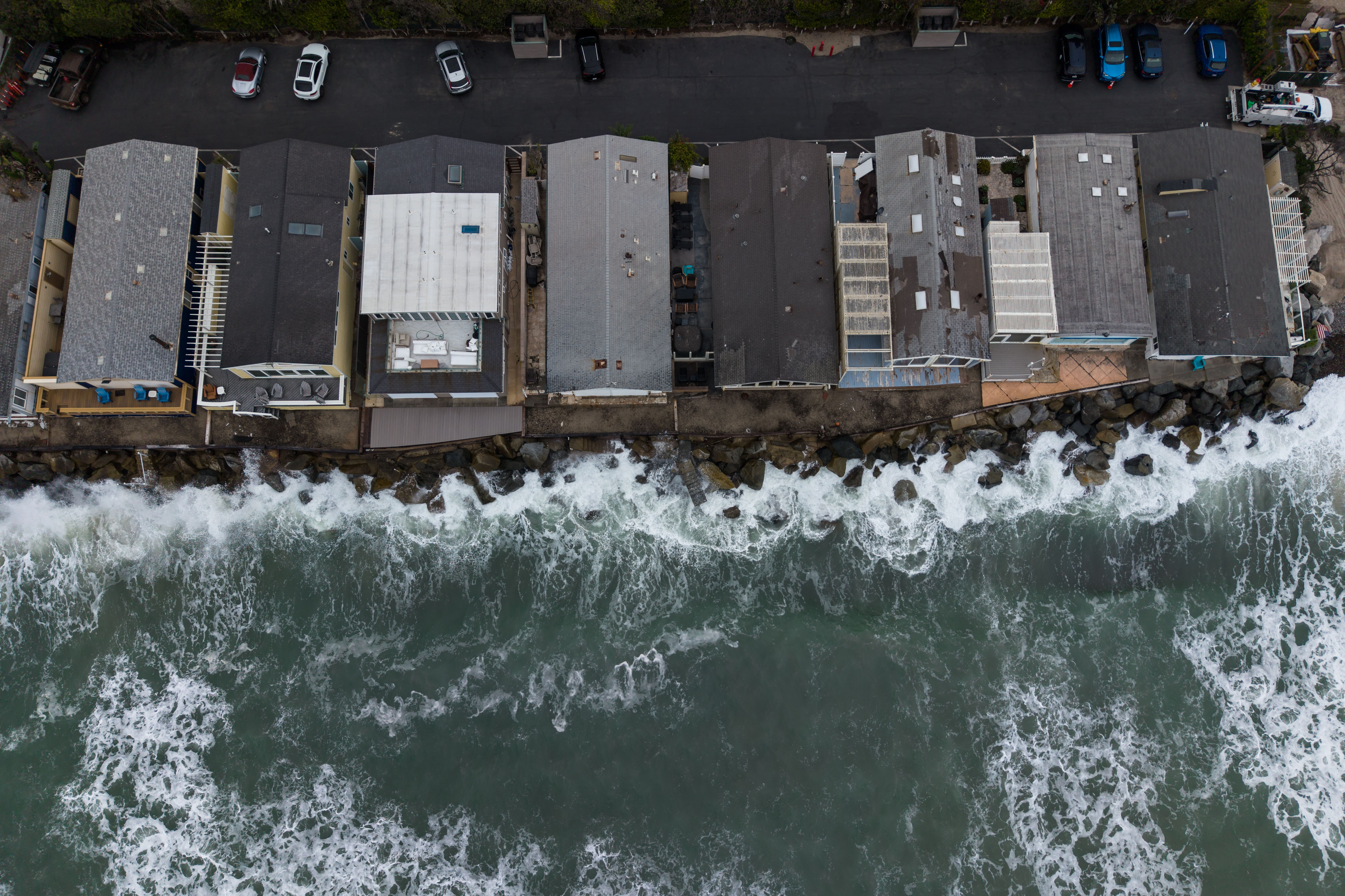 Oceanfront homes along the coastline near North Beach in San Clemente