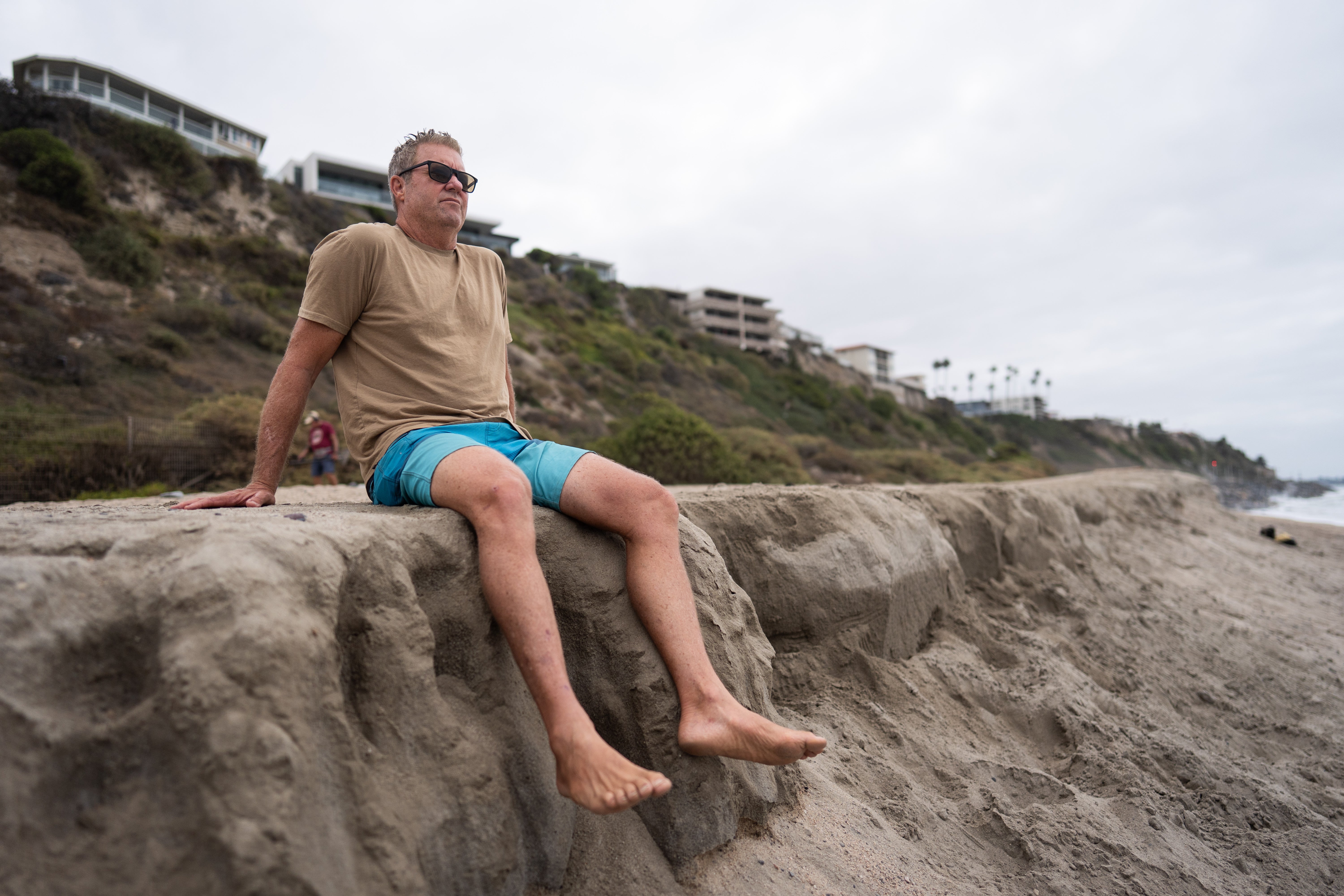 Charlie Fox, a 56-year-old San Clemente resident and marine meteorologist, at North Beach in San Clemente