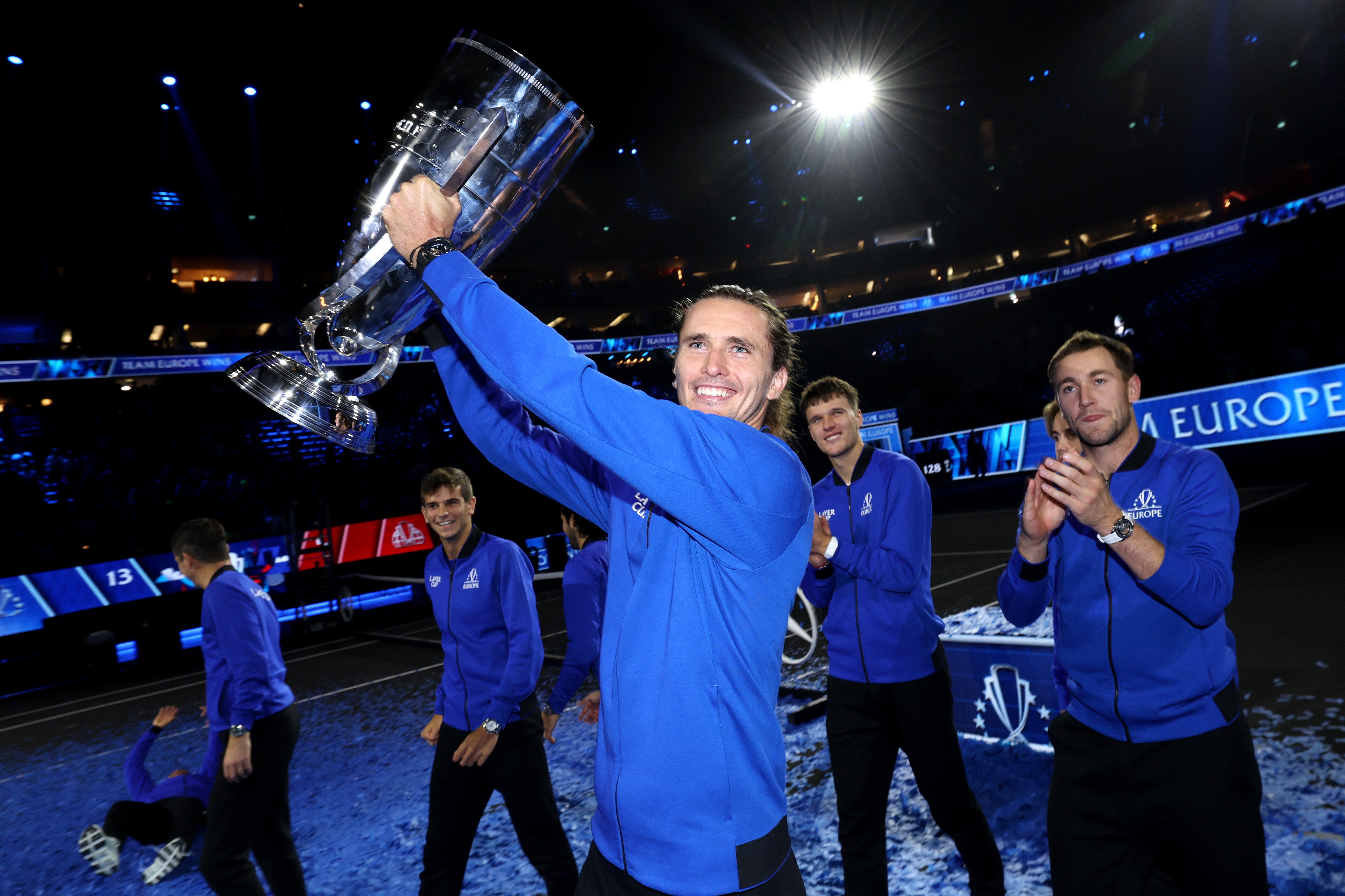 Alexander Zverev of Team Europe celebrates
