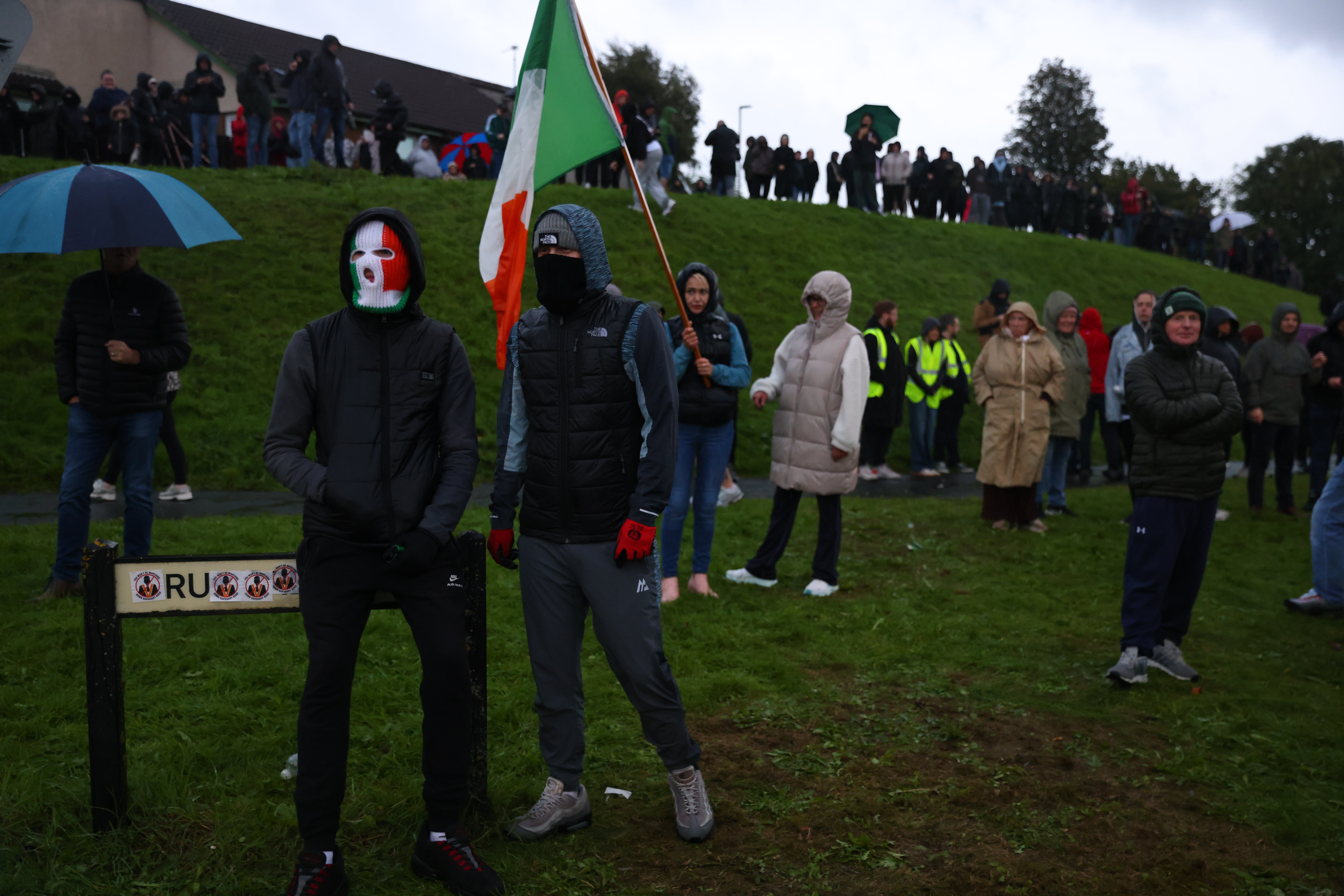 Protesters gather on the Garvaghy Road (Peter Morrison/PA) (PA Wire)