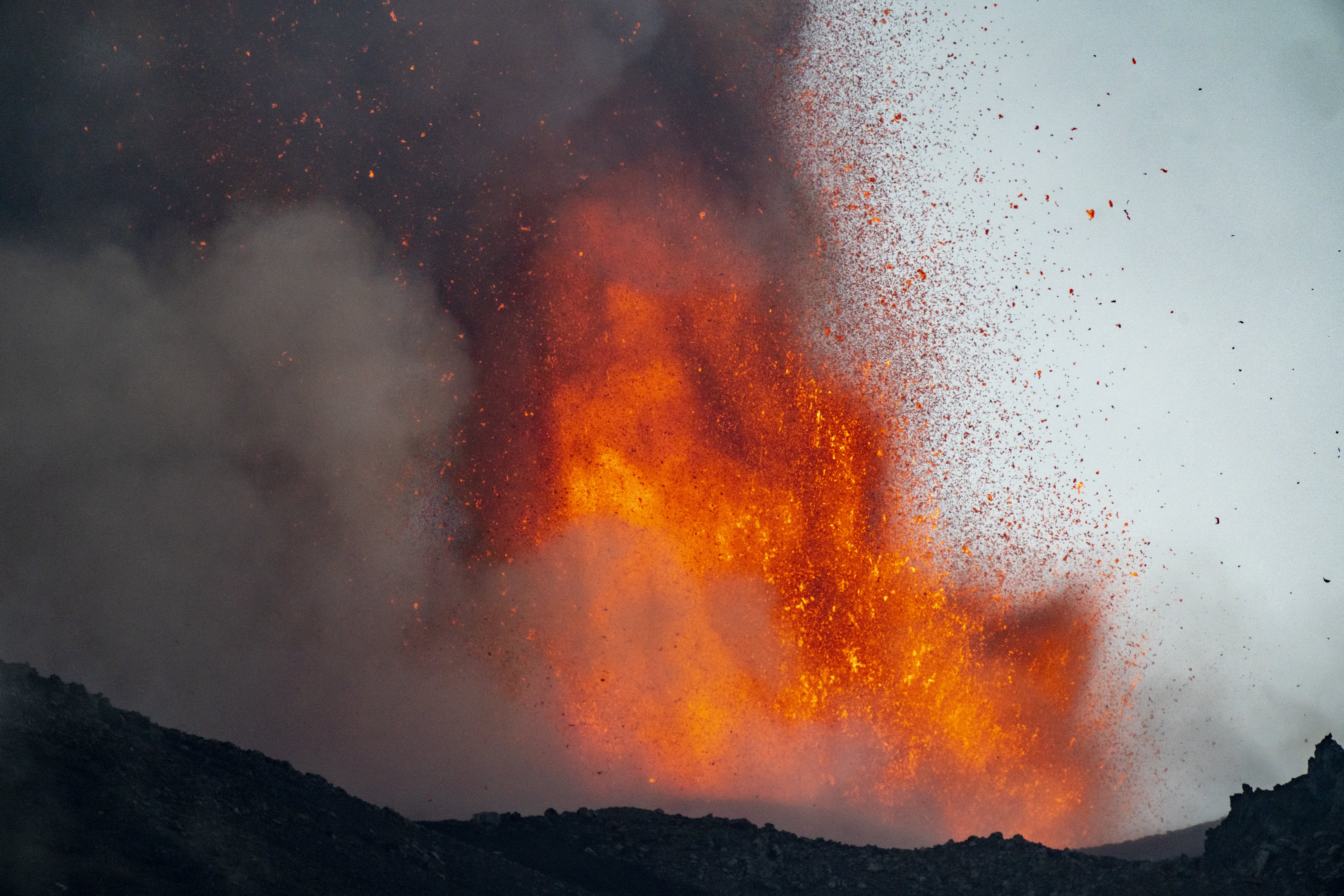 A picture shows the eruption of the Mount Etna volcano on July 4, 2024 in Sicily