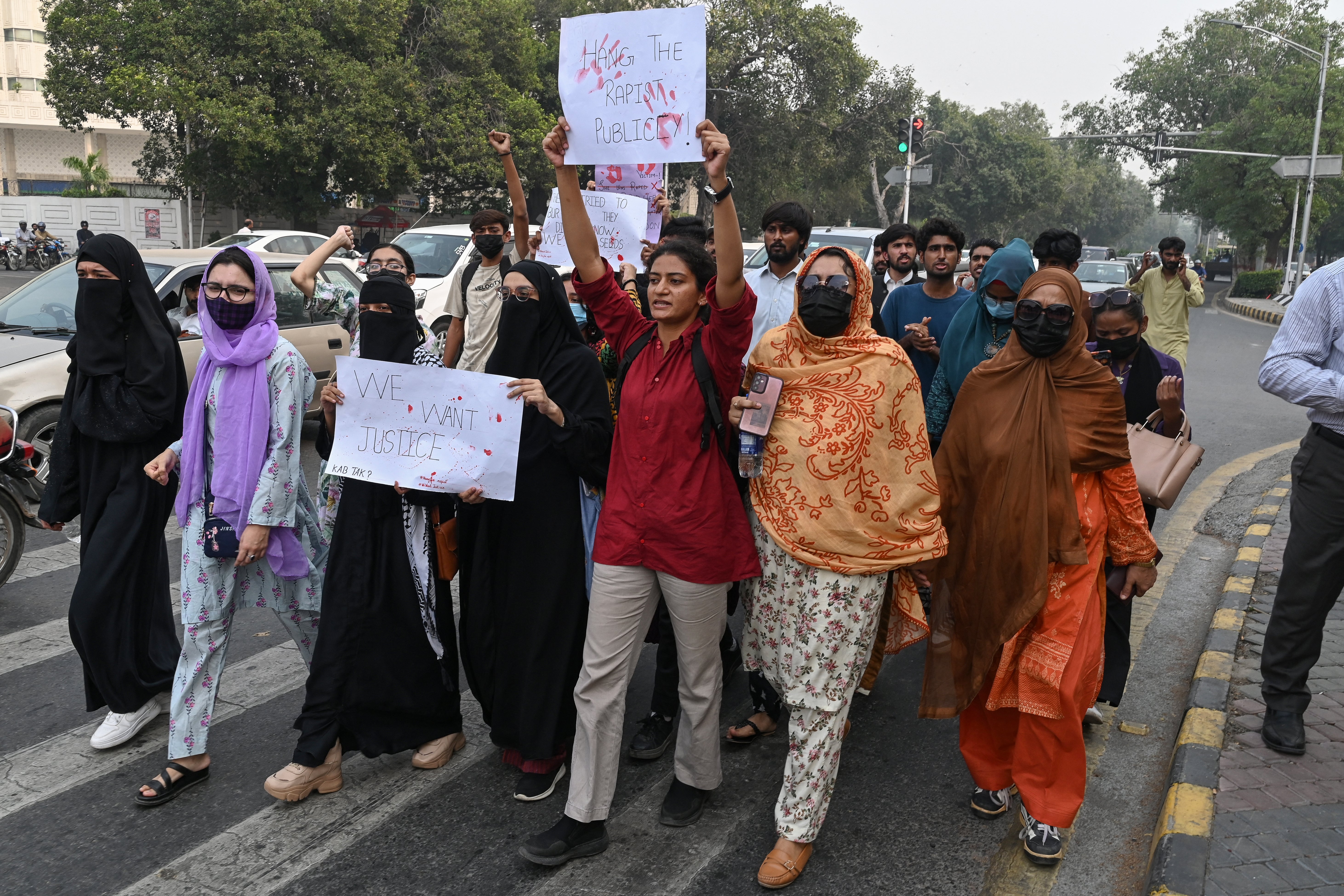 A protest march against the alleged rape of a female student in Lahore (AFP/Getty)