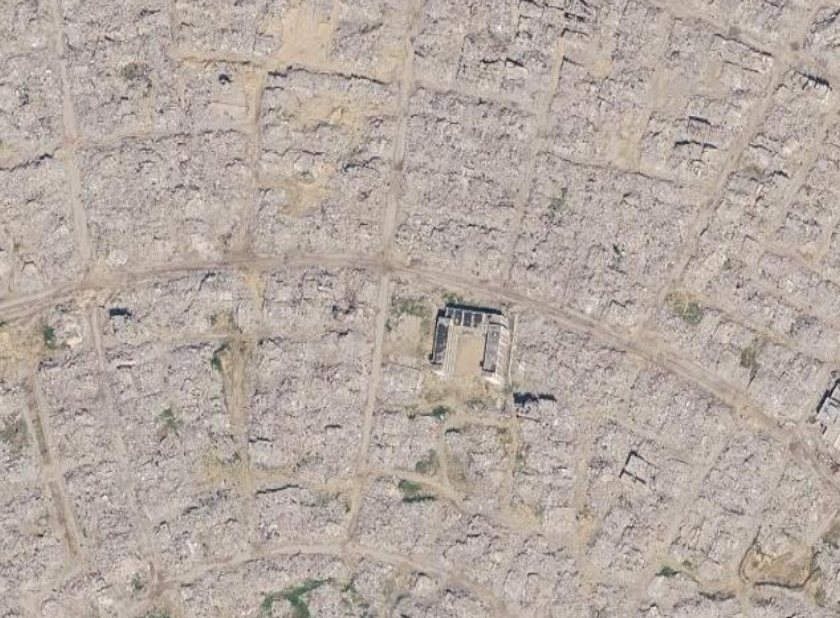An area near the Qadisiyah School in Rafah, Gaza in 2026 (Google Earth)