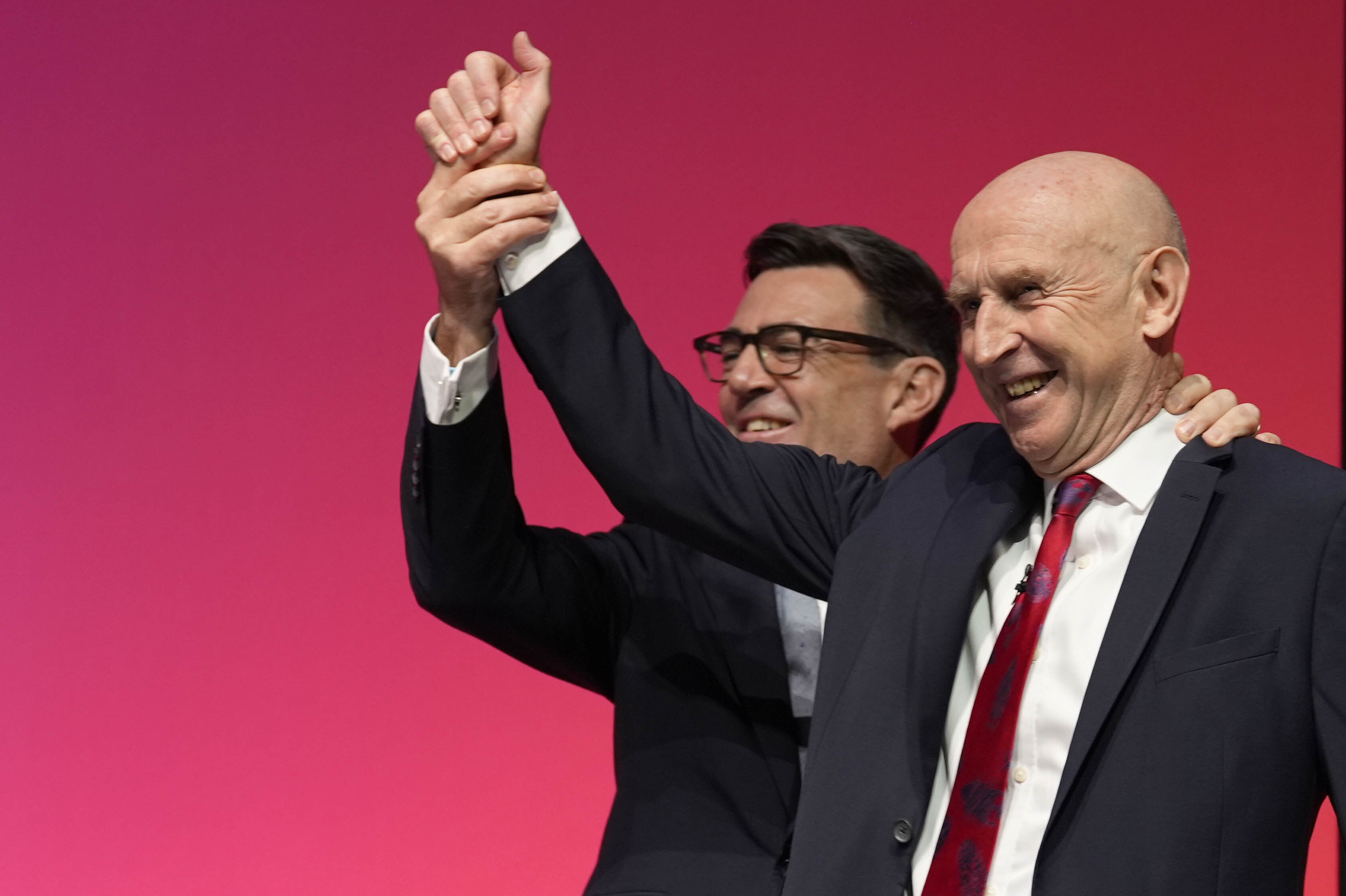 Prime Minister Andy Burnham with his Chancellor John Healey at the party conference (Peter Byrne/PA)