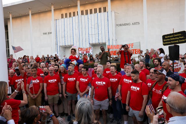 The center’s board is locked in a long-running legal battle over its plan to shutter the venue for two years while it undergoes $250 million in renovations — and to add Trump’s name to the building’s facade after a judge ruled it must come down. Protesters have gathered outside the venue to denounce its closure