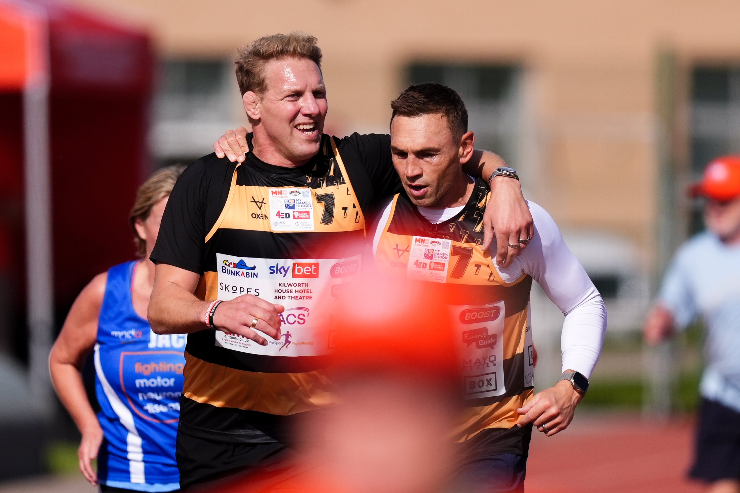Lewis Moody joined Sinfield for part of Monday’s fundraising effort (Mike Egerton/PA)