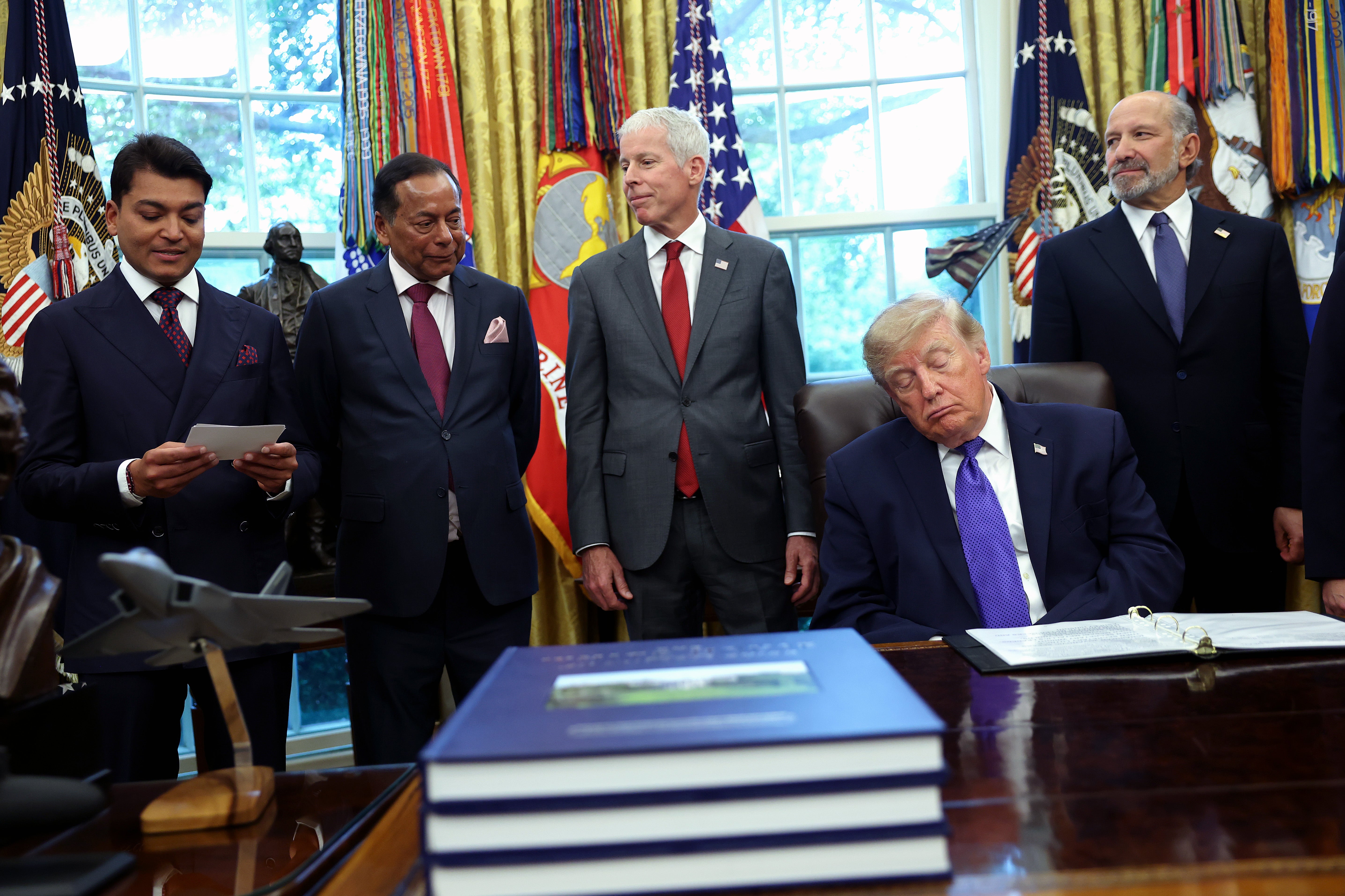 Trump looked and sounded exhausted in an Oval Office announcement on steel production