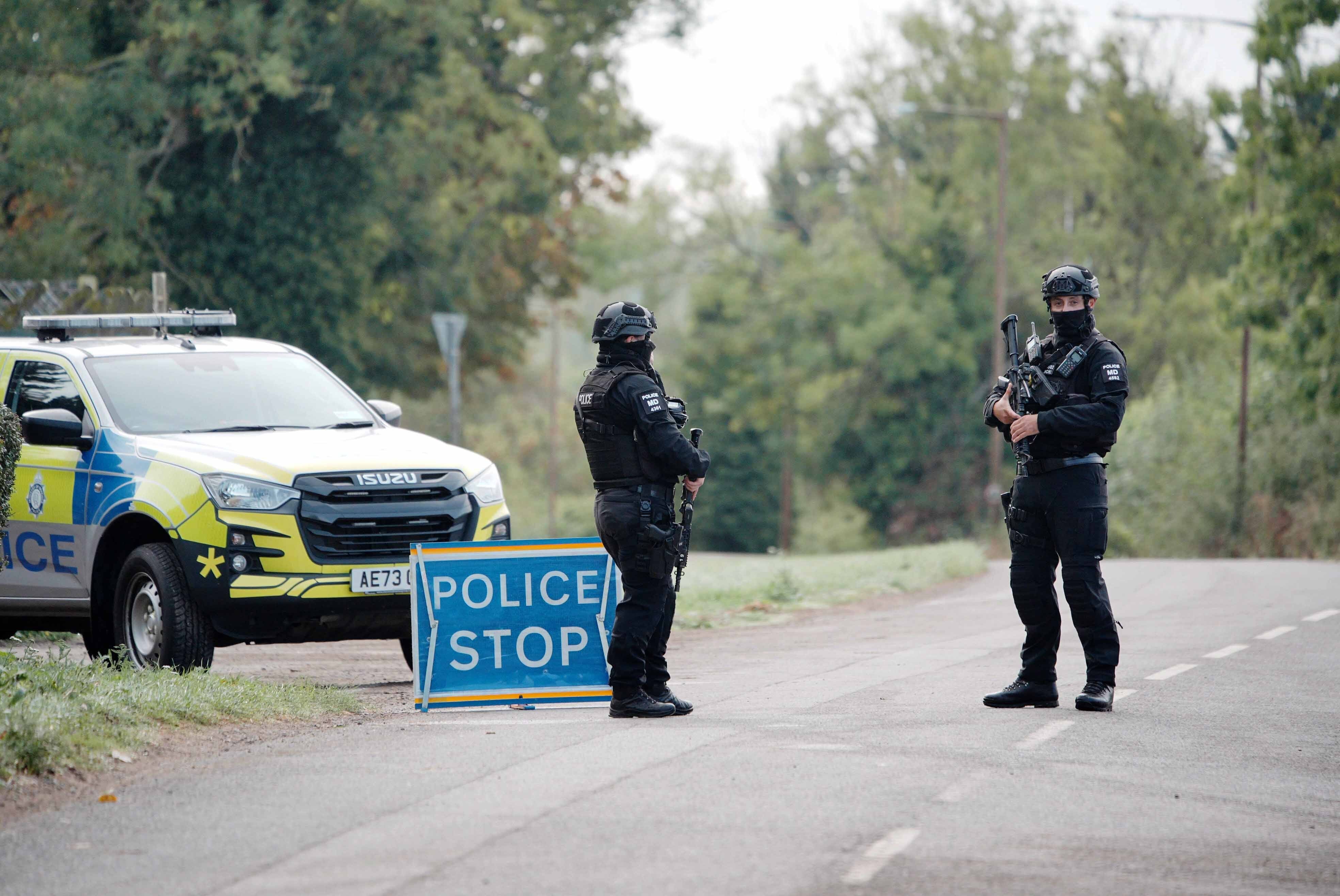 A police checkpoint near RAF Fairford (Ben Birchall/PA) (PA Wire)