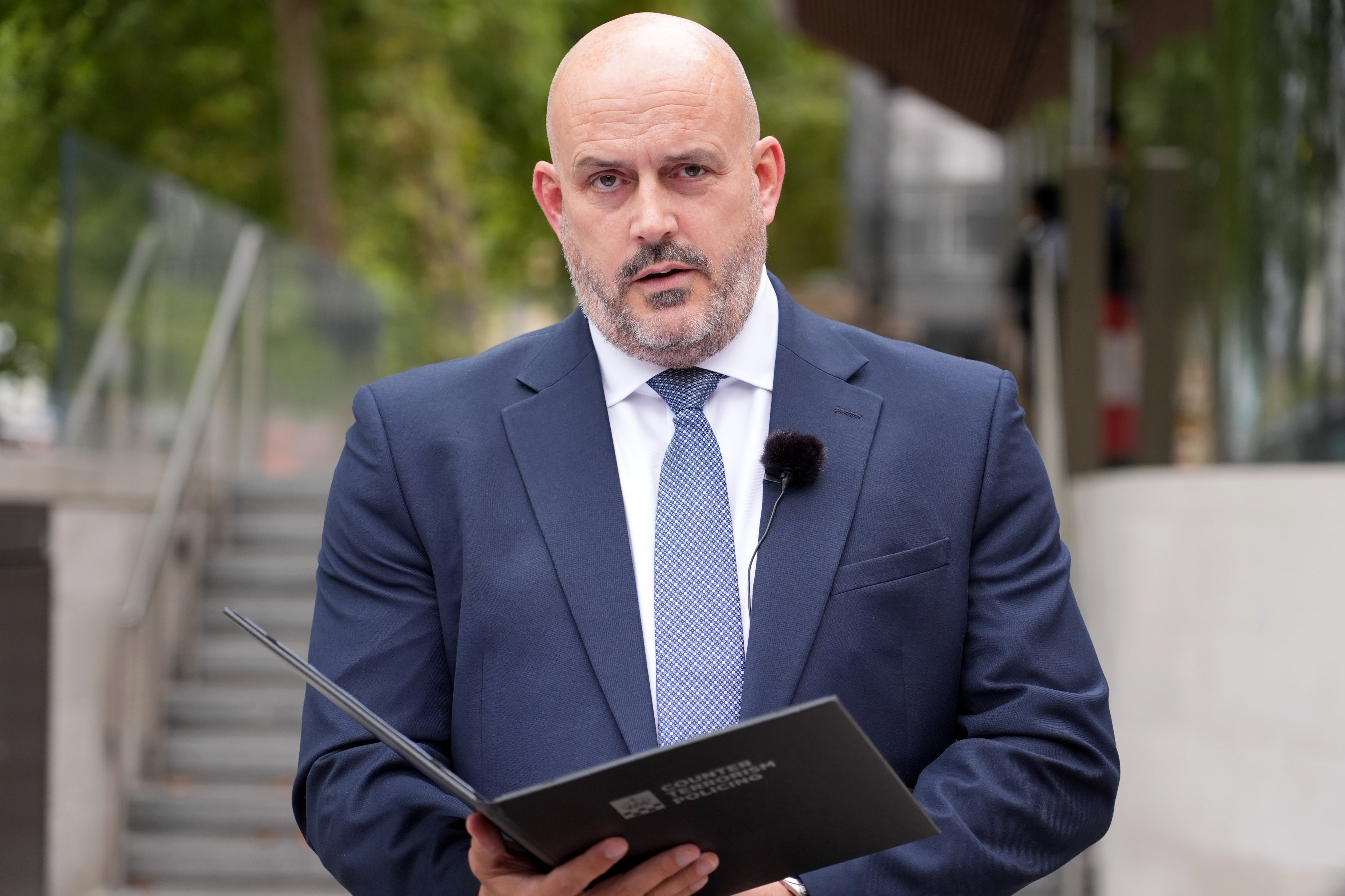 Head of Counter Terrorism Policing, Assistant Commissioner Laurence Taylor giving an update following the incident near RAF Fairford (Ben Bauer/PA)
