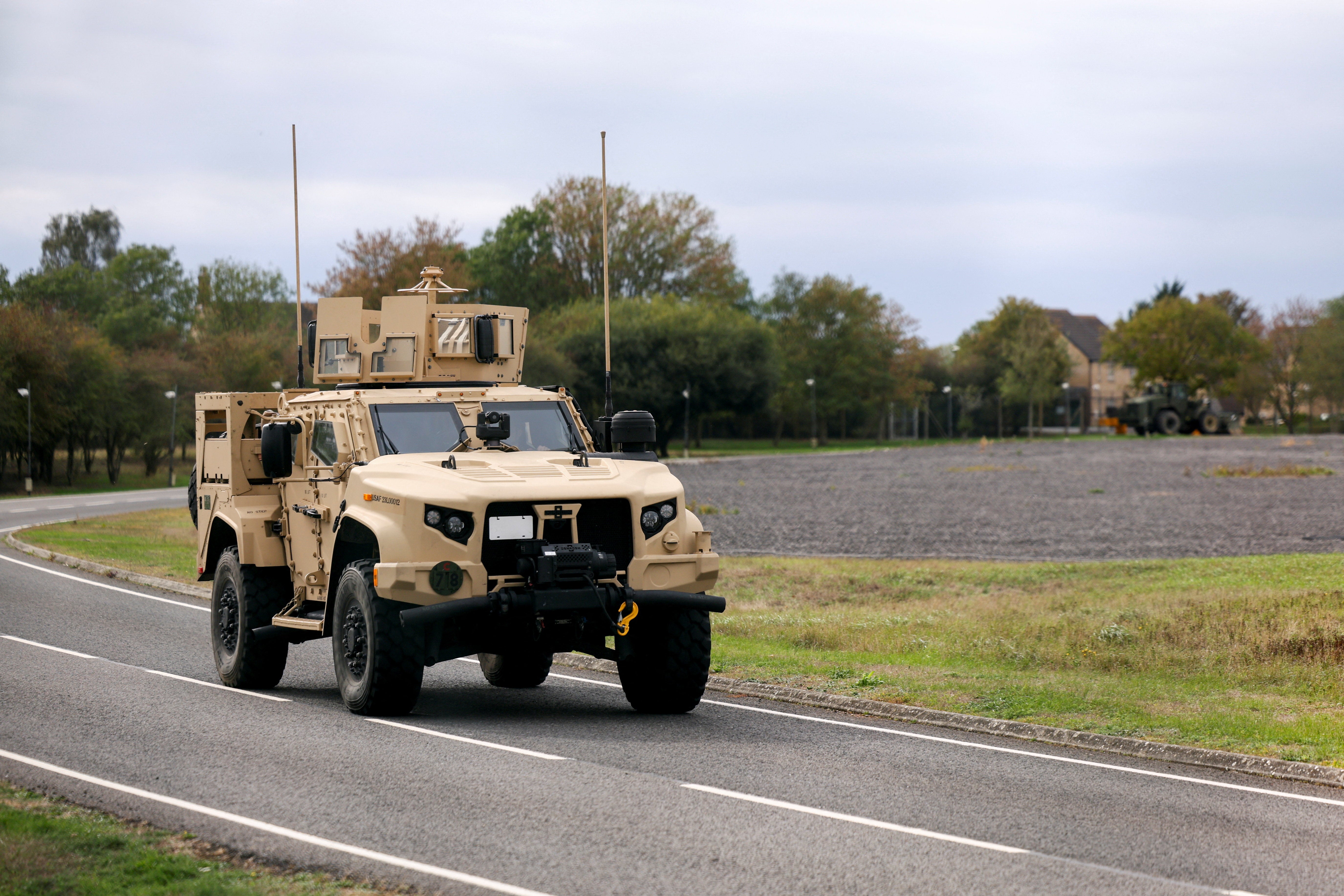 Security was stepped up around the airbase after several men were arrested on Sunday