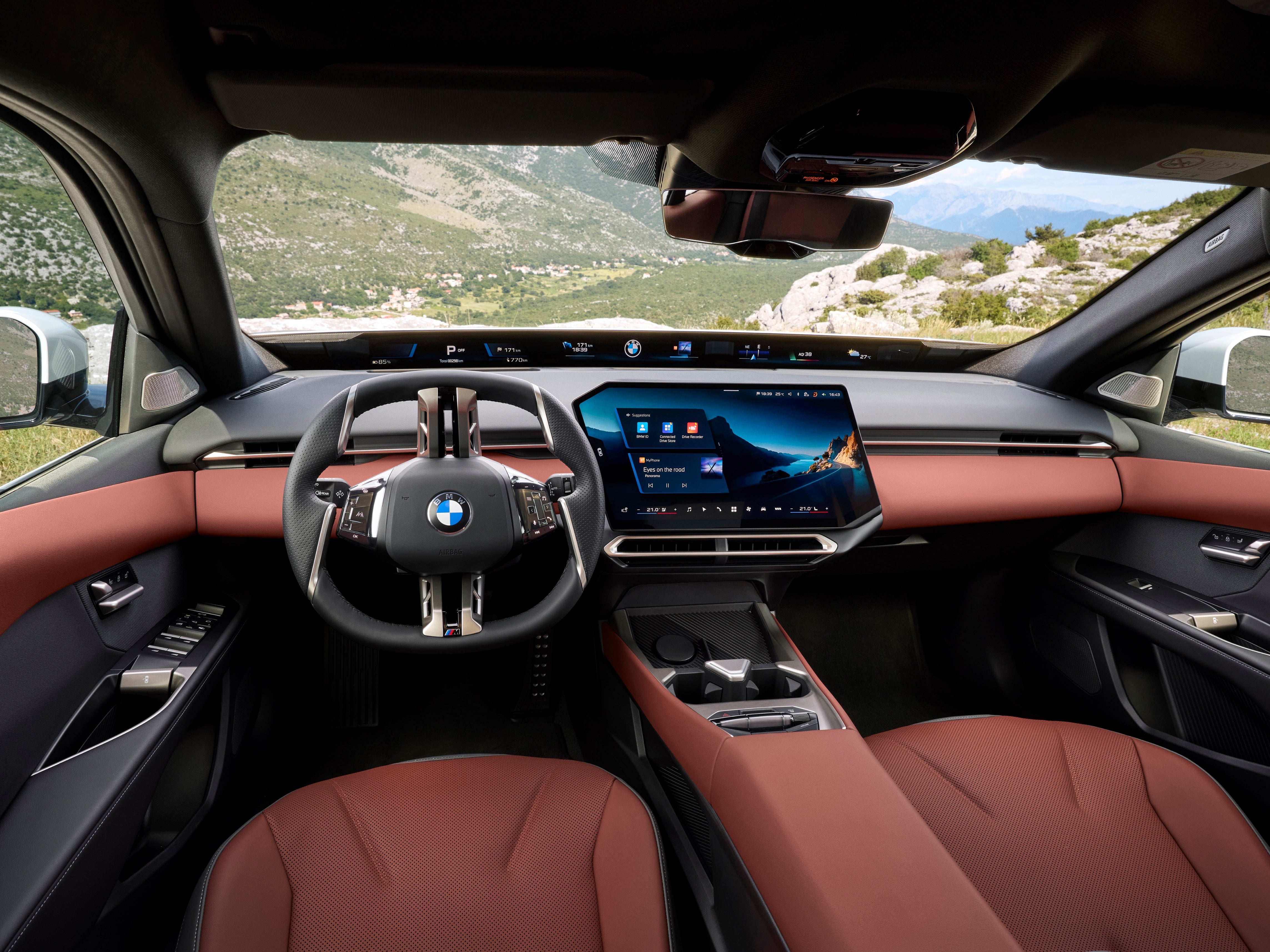 Like the iX3, the new i3 gets BMW's high-set Panoramic iDrive and a weirdly-shaped touchscreen (Fabian Kirchbauer Photography)