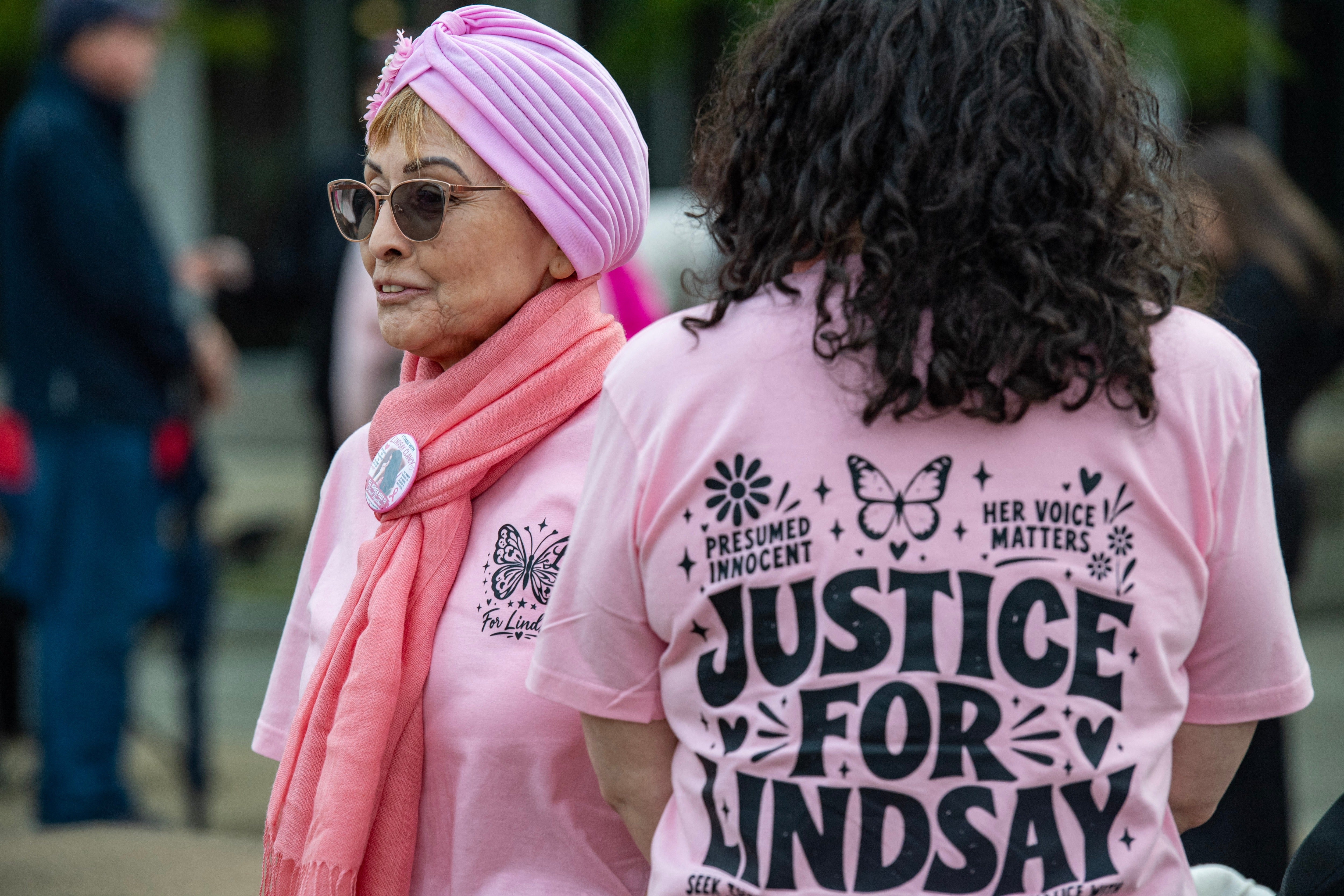 Supporters of Lindsay Clancy gathered outside the courthouse before the hearing (AFP via Getty Images)
