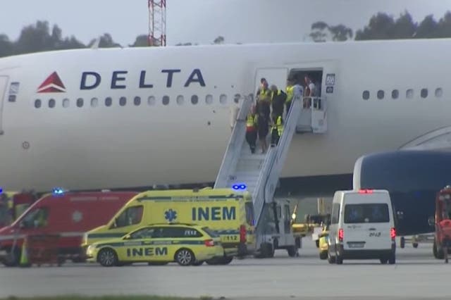 Three passengers were hospitalized after a Delta Air Lines jet bound for Boston made an emergency landing in Porto, Portugal