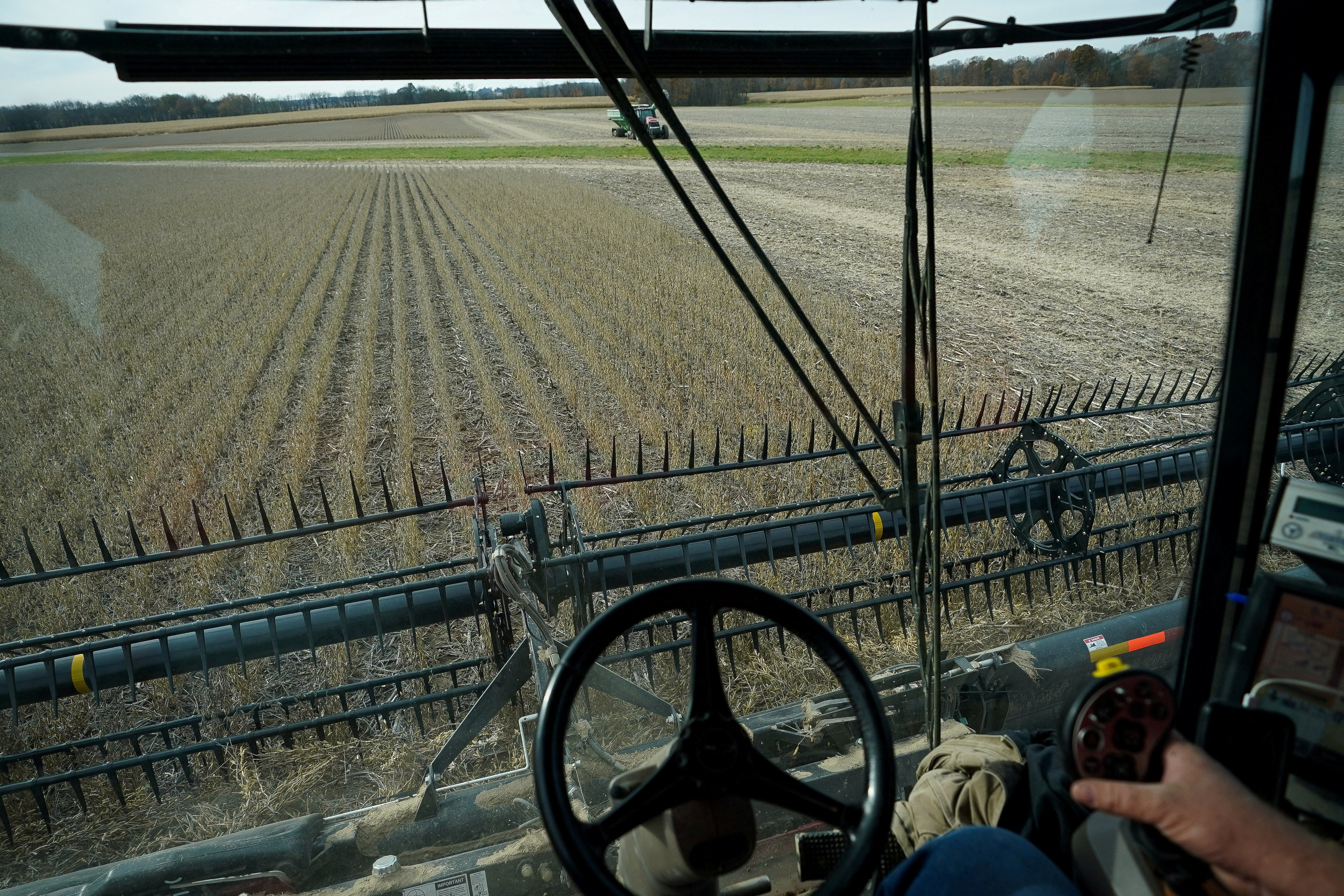U.S. soybeans, seen being harvested at a farm in Roachdale, Indiana, are not included in the list (Reuters)