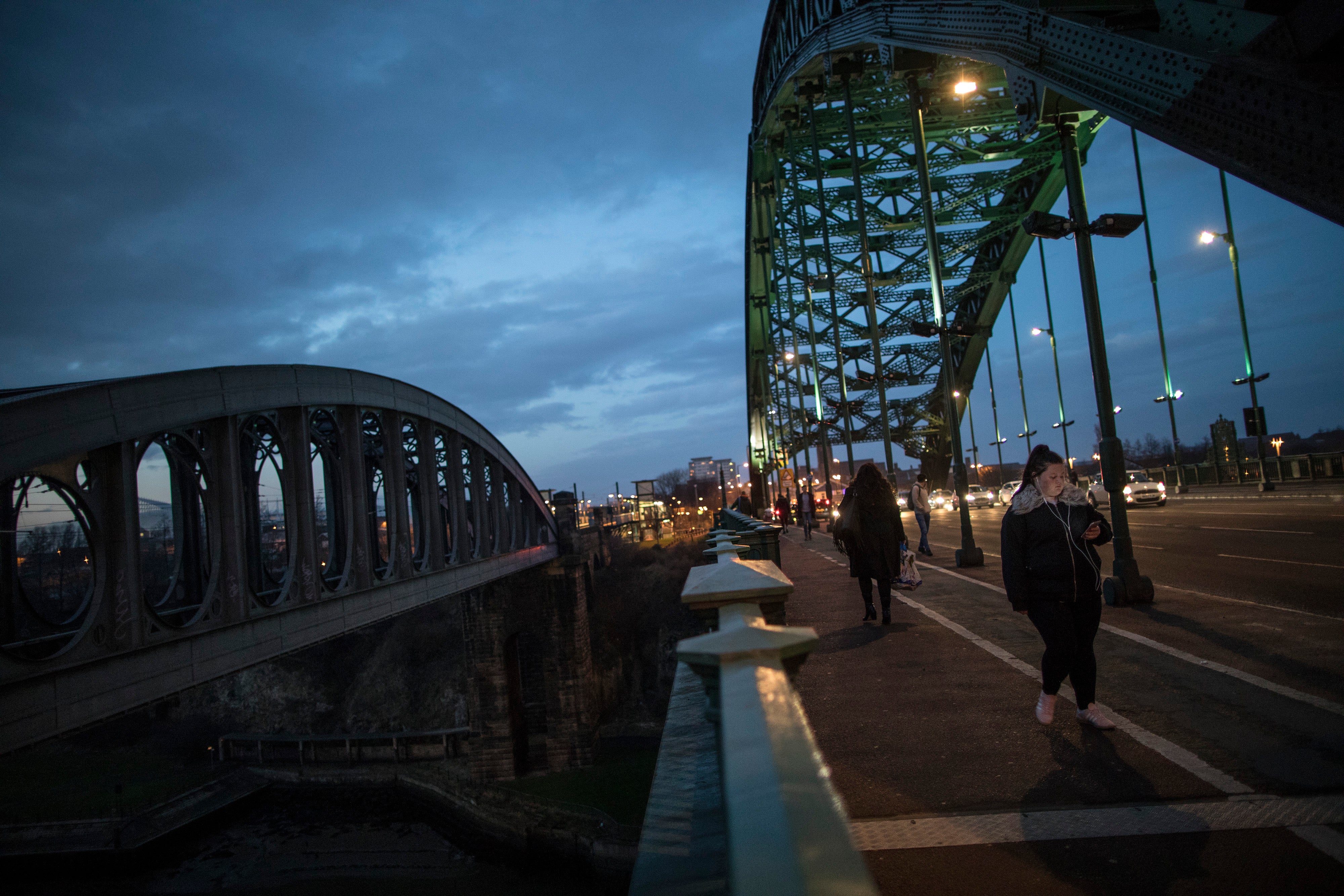 The car went into the water near the Wearmouth Bridge in Sunderland